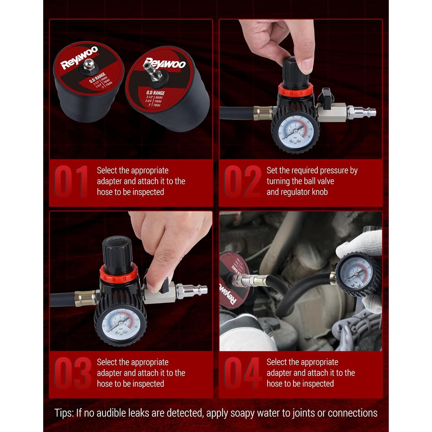 Kit de Prueba de Fugas Turbo Reywoo 10 Piezas 0-86 psi