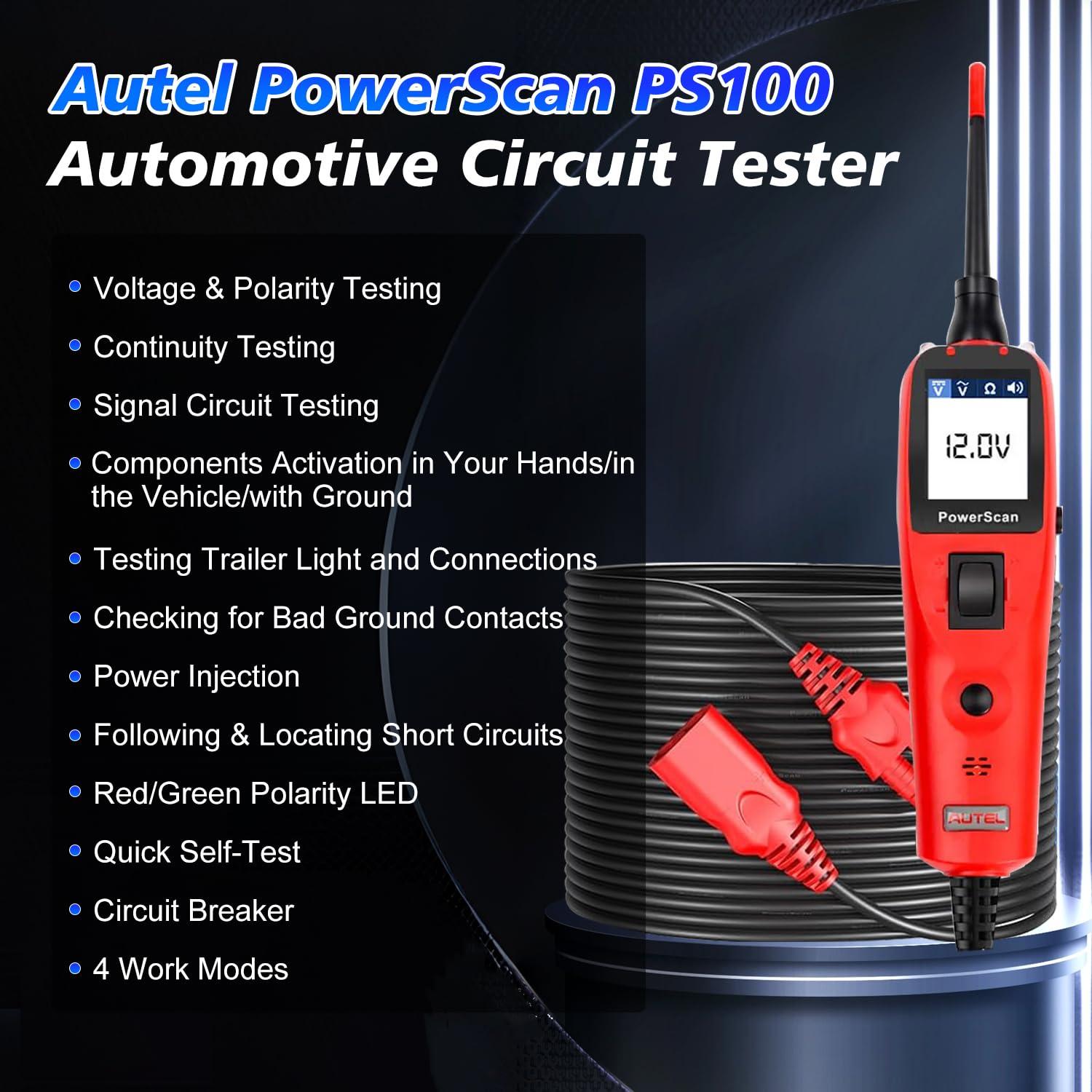 Autel PowerScan PS100 Probador de Circuitos 12V/24V con Cable 6.1m