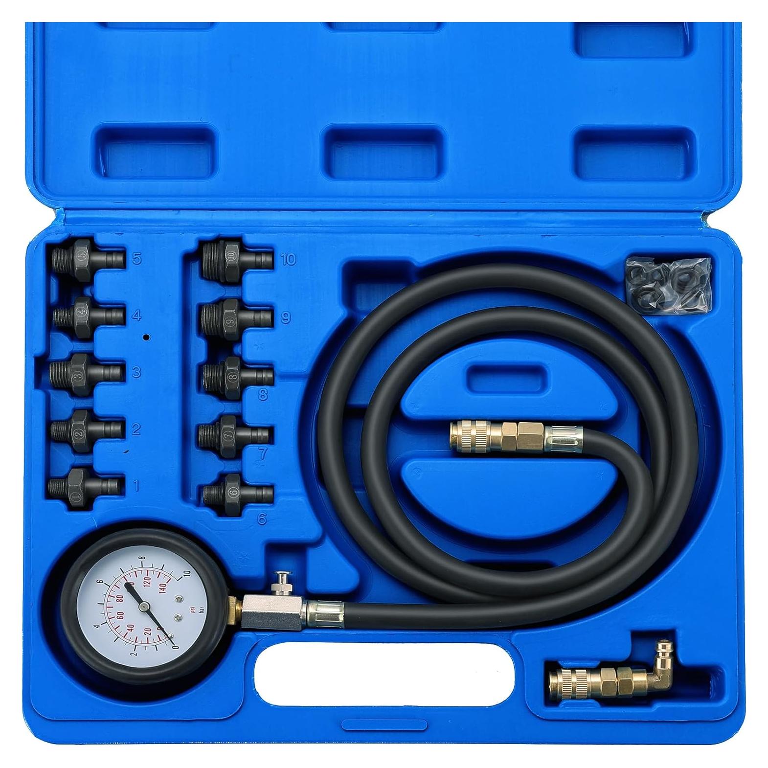 Kit Probador de Presión de Aceite Acymner 0-140 PSI 10 Adaptadores