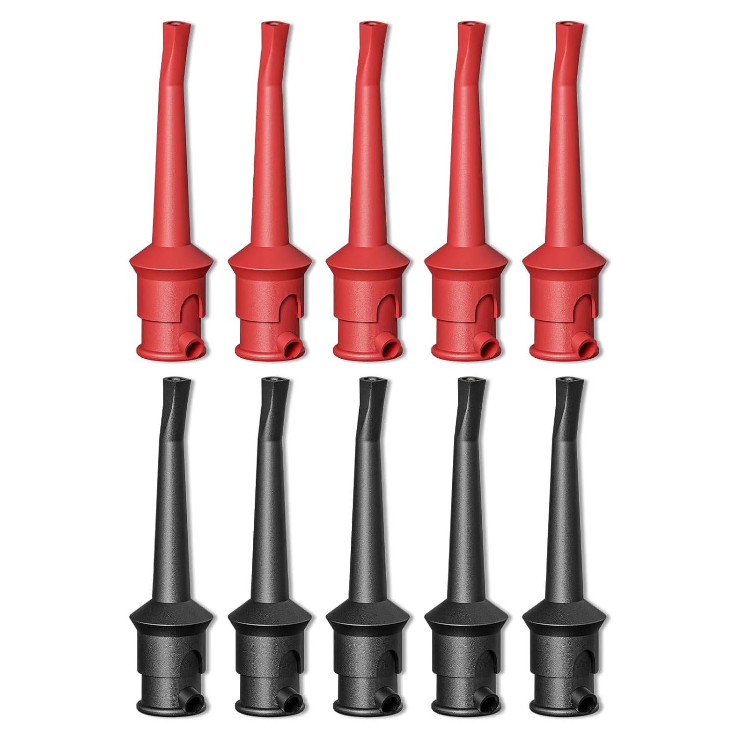 Goupchn 10PCS Multimeter Test Hook Clips SMD IC Cable Welding Test Clip for DIY Electronic Components Testing Red&Black