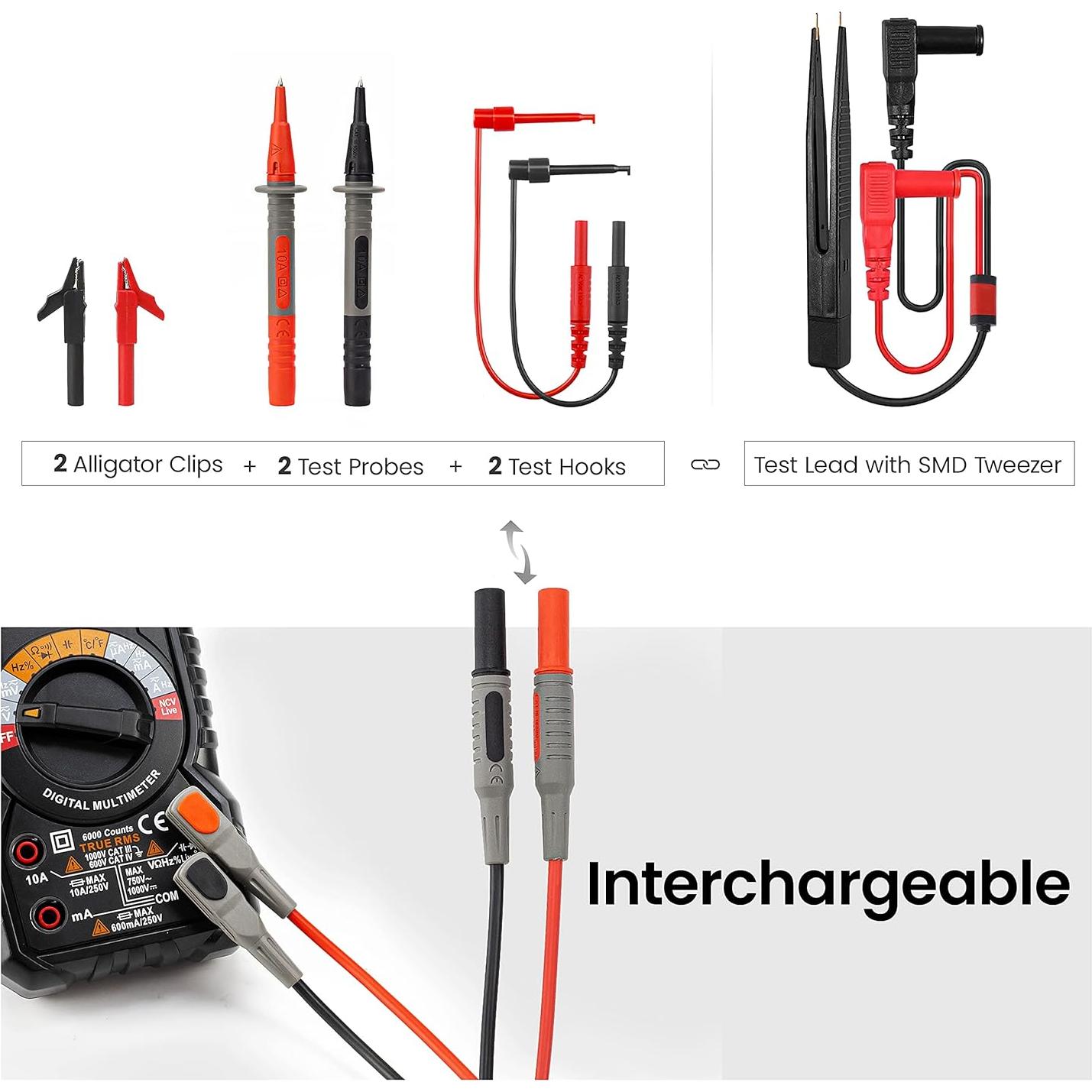 KAIWEETS Kit de Cables de Prueba para Multímetro 11 PCS