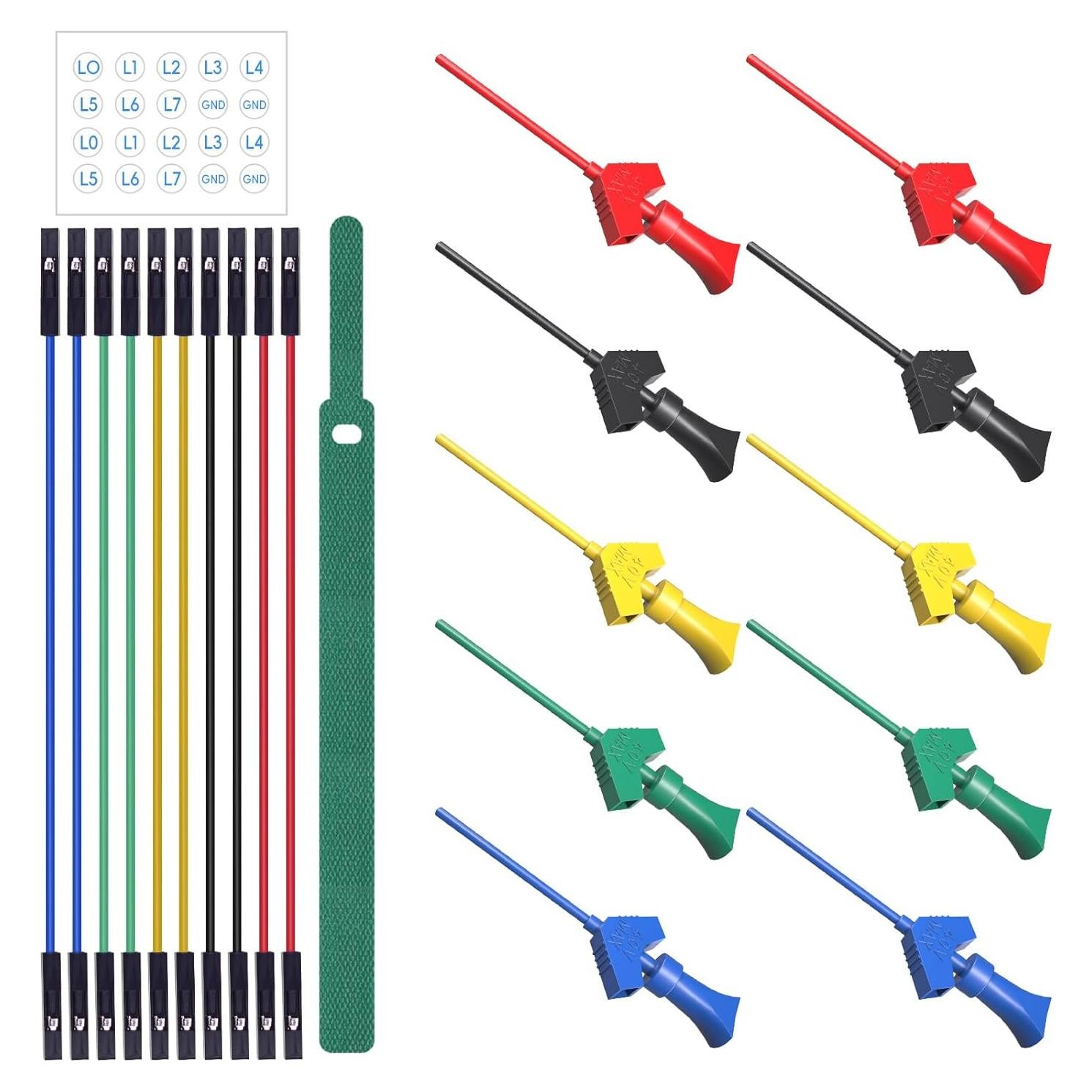 Kit de Clips de Prueba SMD IC Goupchn 10PCS con Cables de Silicona