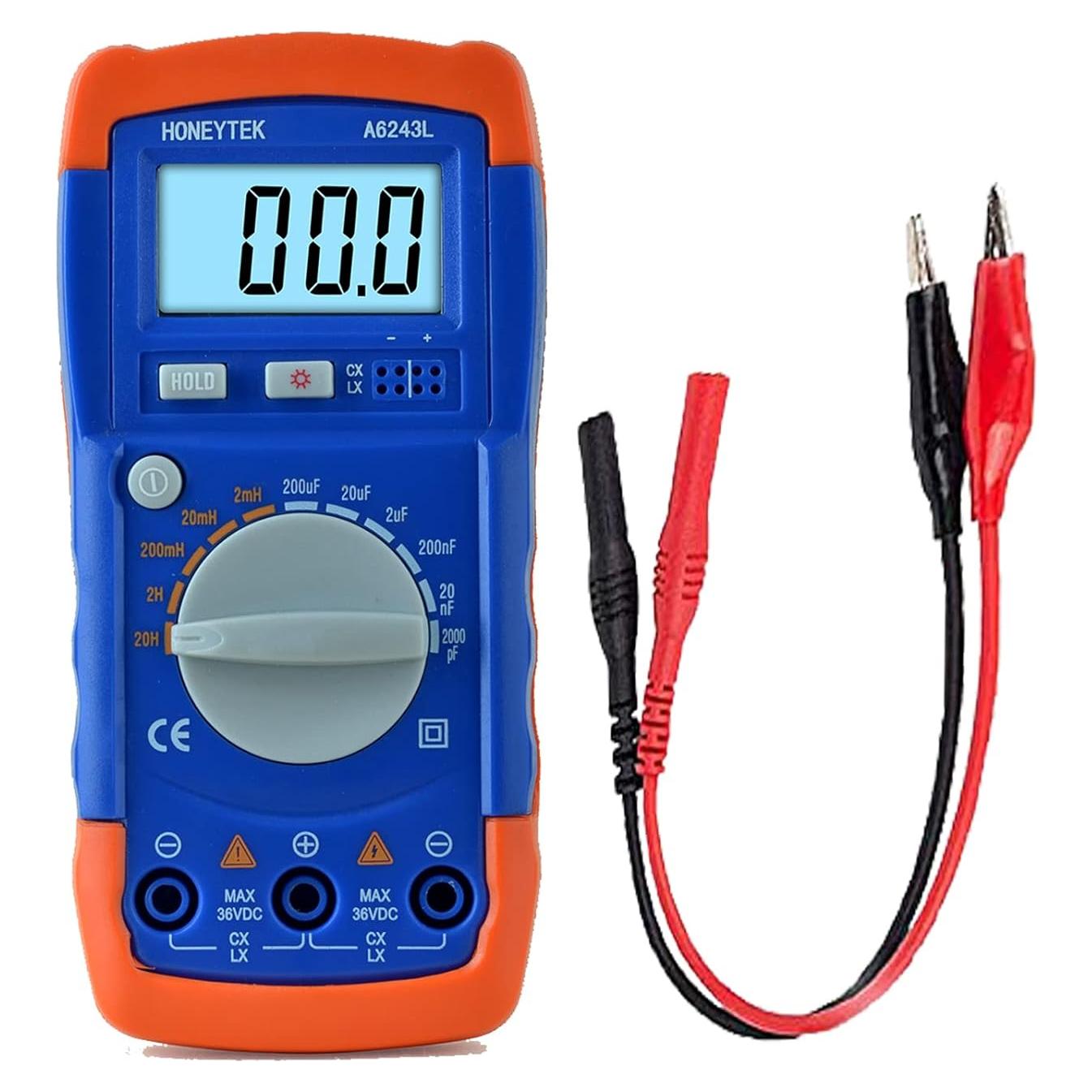 Medidor Digital de Inductancia Honeytek HK-A6243L 9V LCD