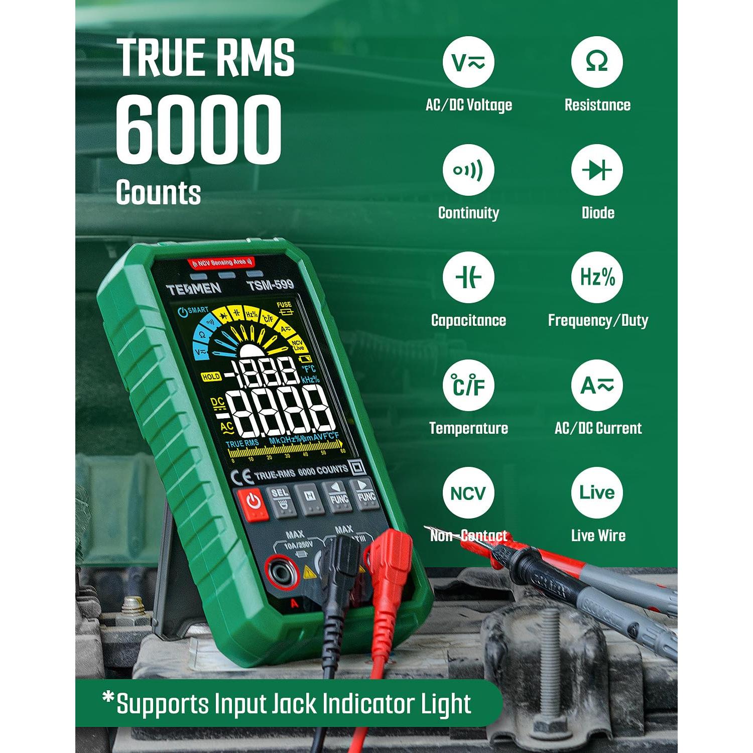 Multímetro Digital TSM-599 Inteligente TRMS 6000 Cuentas