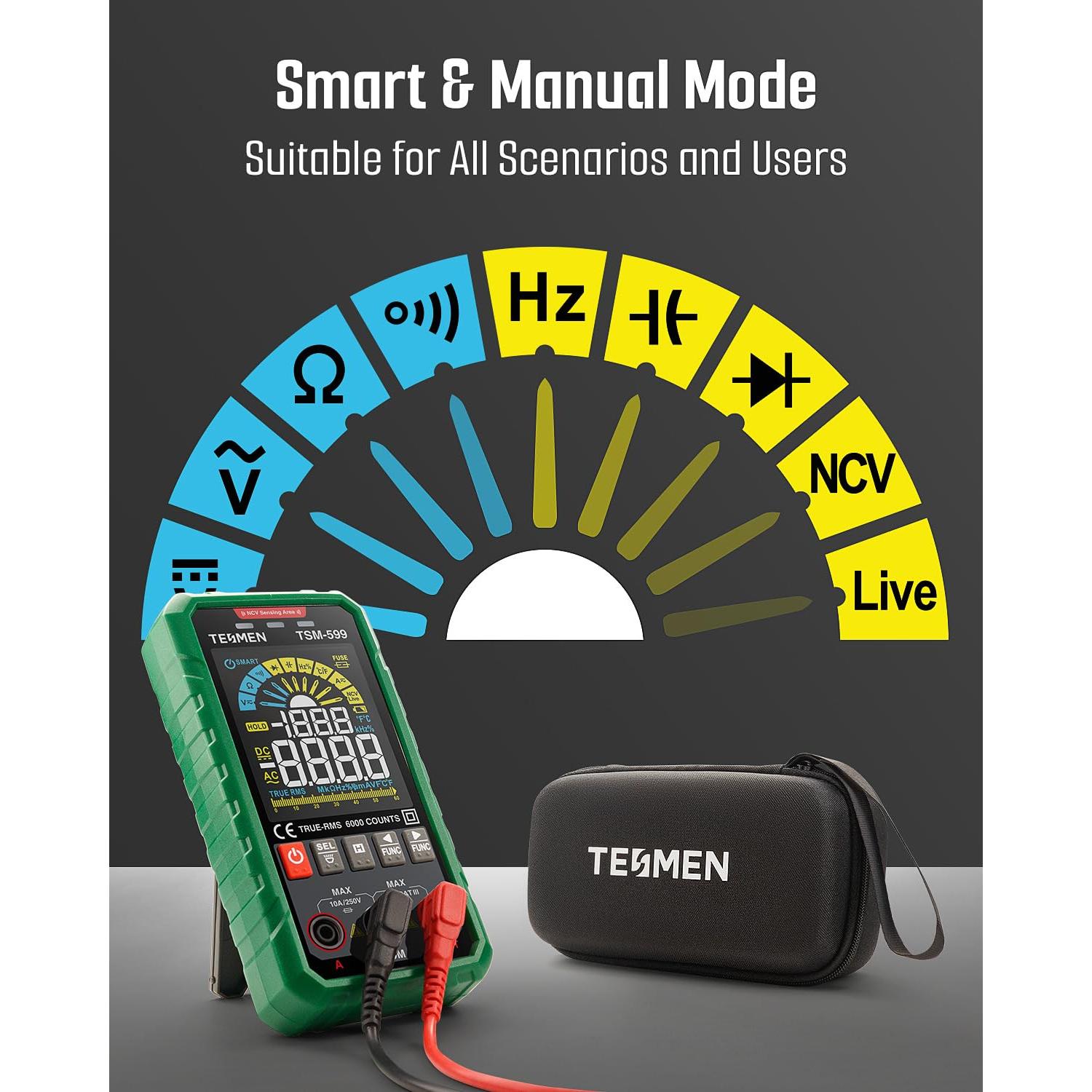 Multímetro Digital TSM-599 Inteligente TRMS 6000 Cuentas
