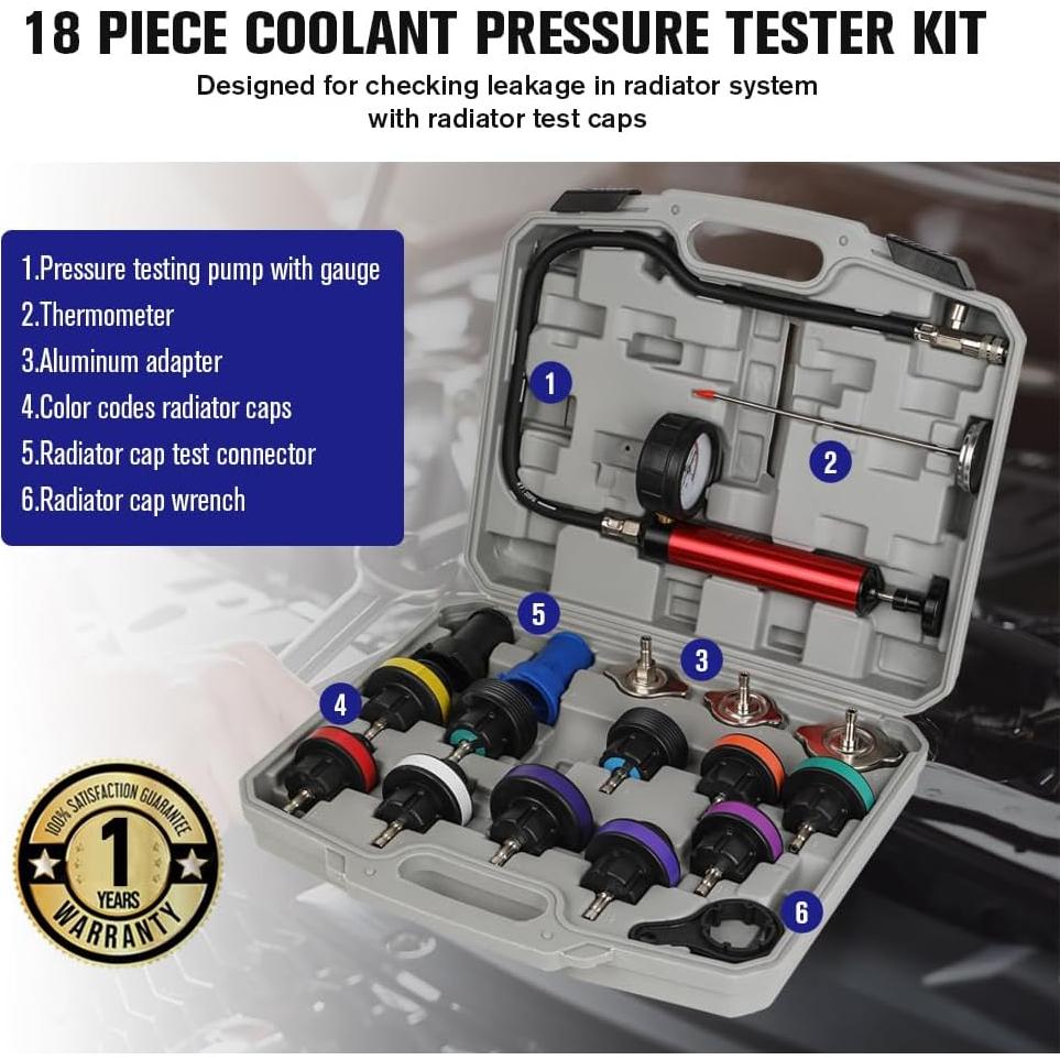 Kit de Probador de Presión de Refrigerante WNZ 18PC