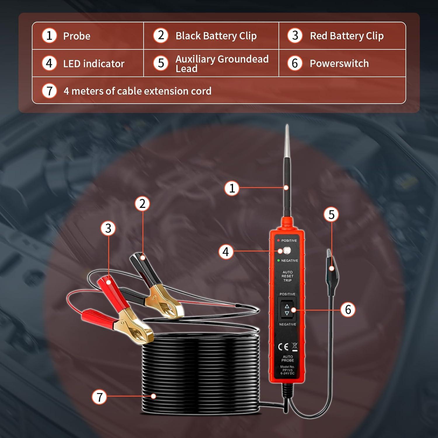 Probador de Cortocircuito LUTIFIX 6V-24V con Alarma LED