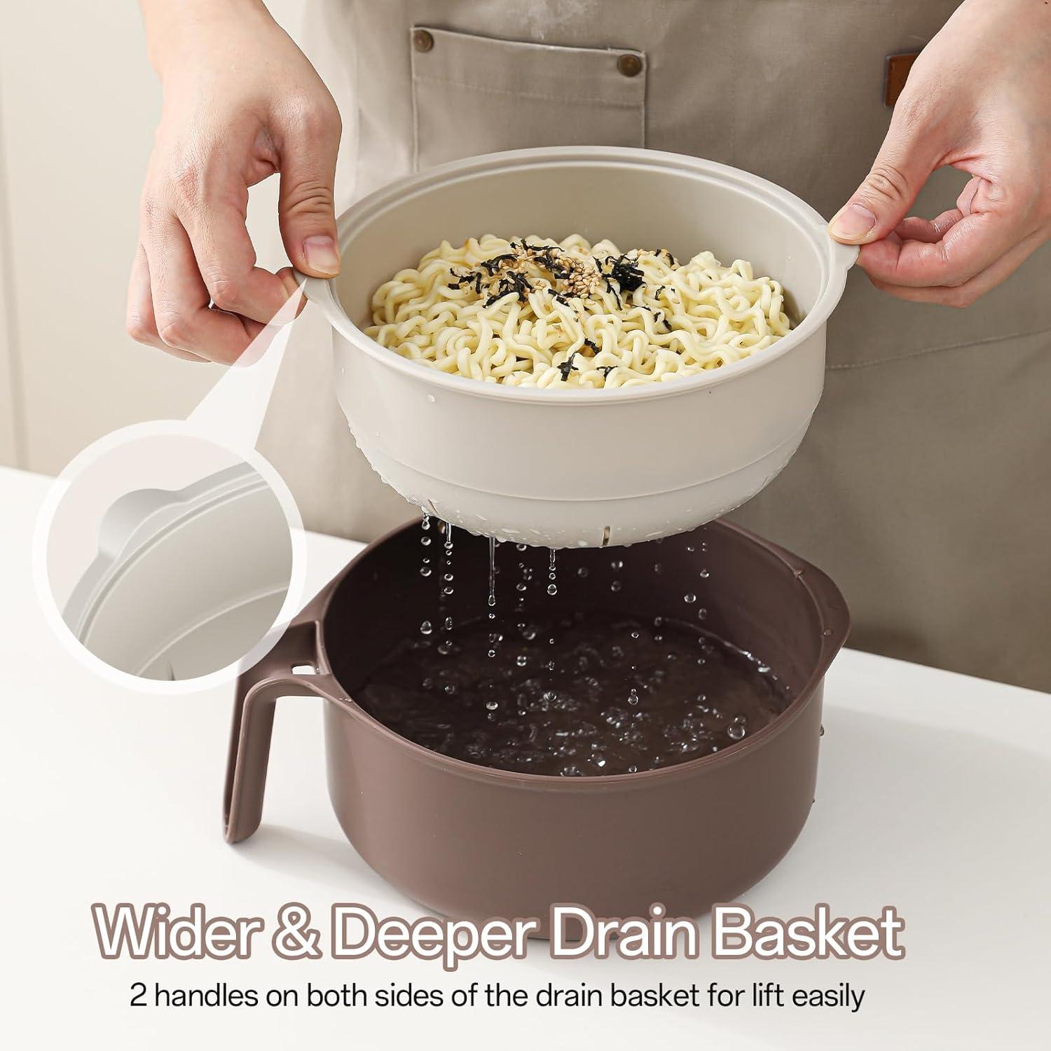 Tazón Grande para Ramen MEACOLIA 1.42L Microondas Beige