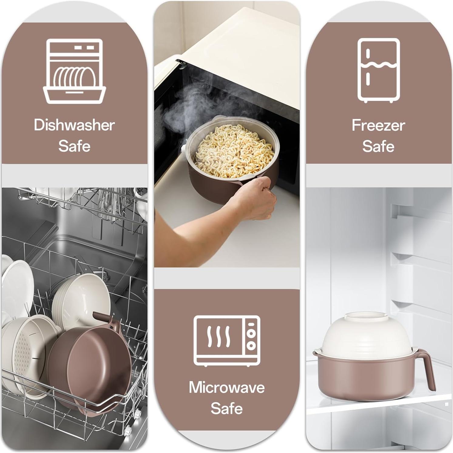 Tazón Grande para Ramen MEACOLIA 1.42L Microondas Beige