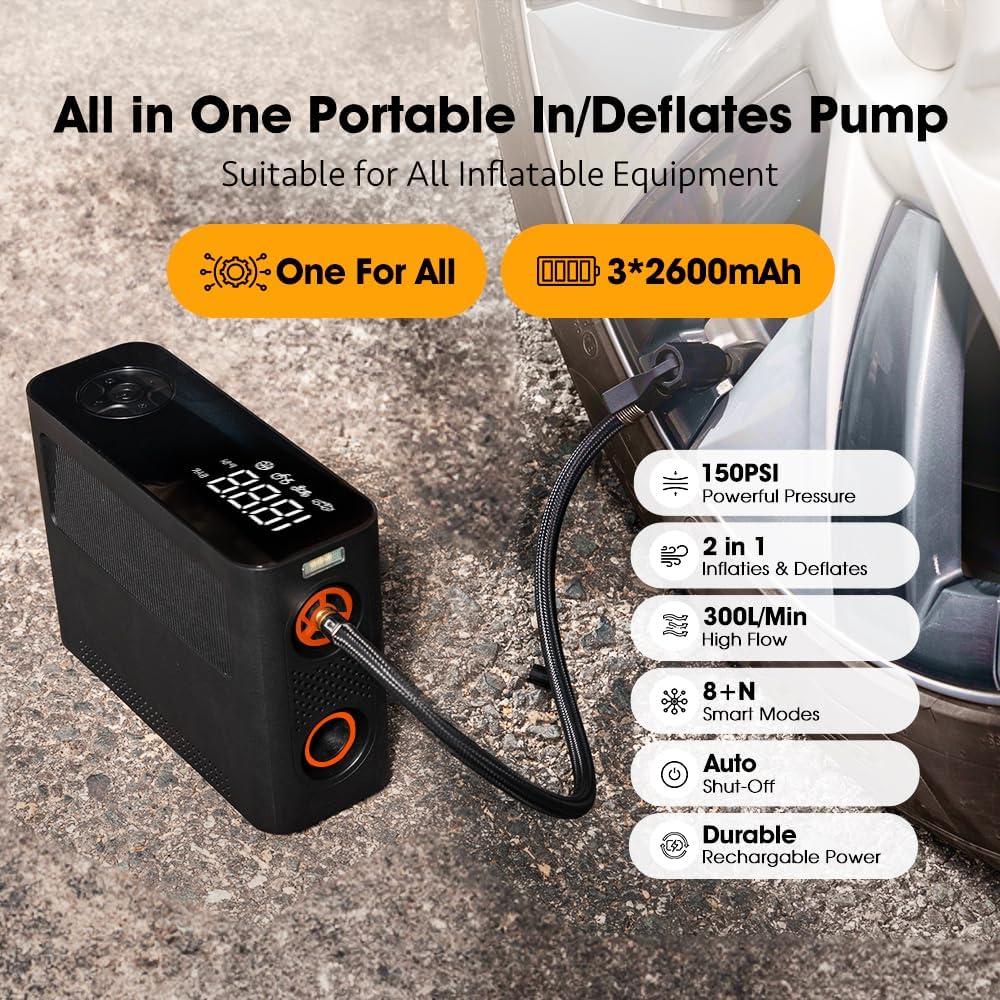 Bomba de Aire Portátil Aerogogo AGGPV 150 PSI Recargable