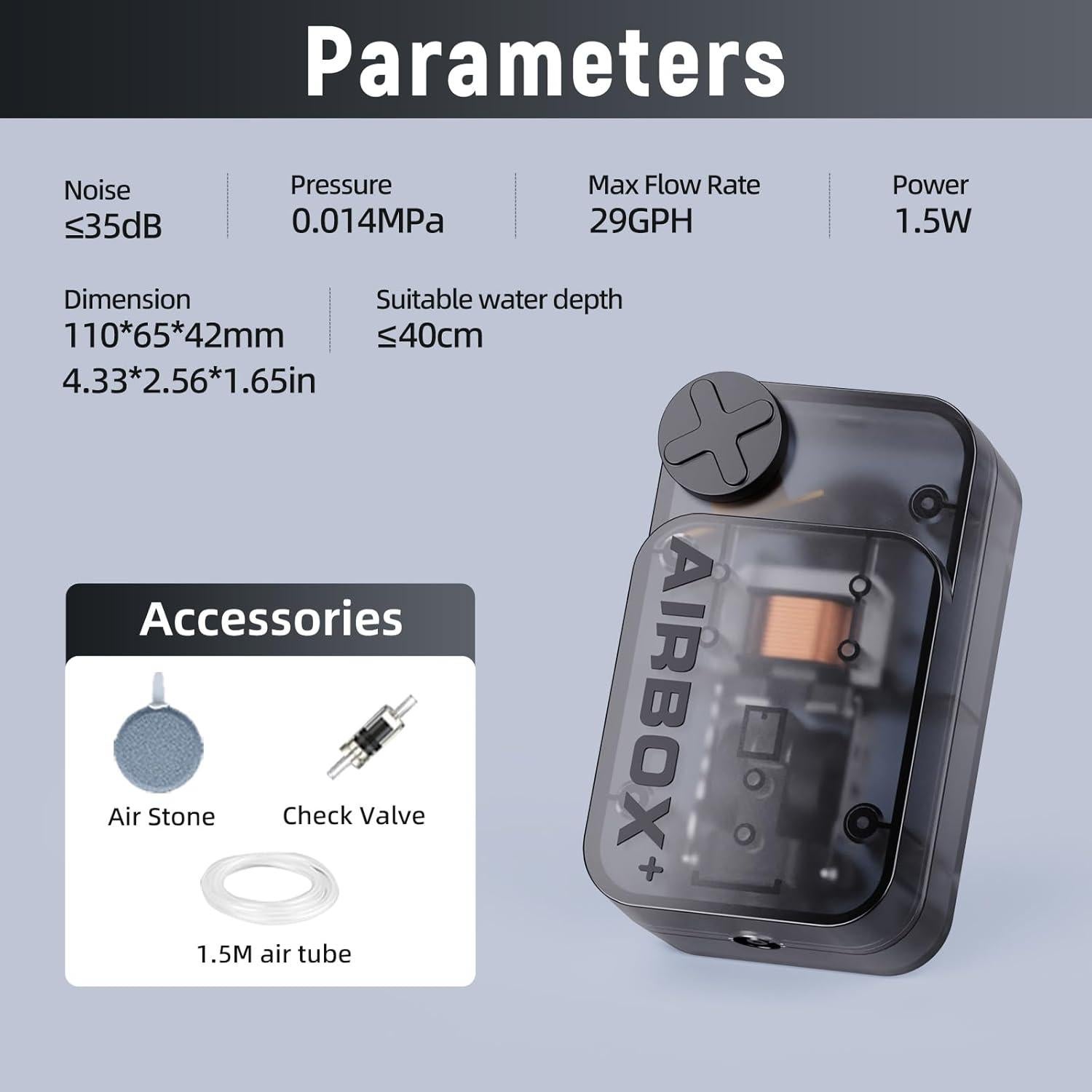 Bomba de Aire para Acuario AQUASMITH 1.5W 110.5 LPH Silenciosa