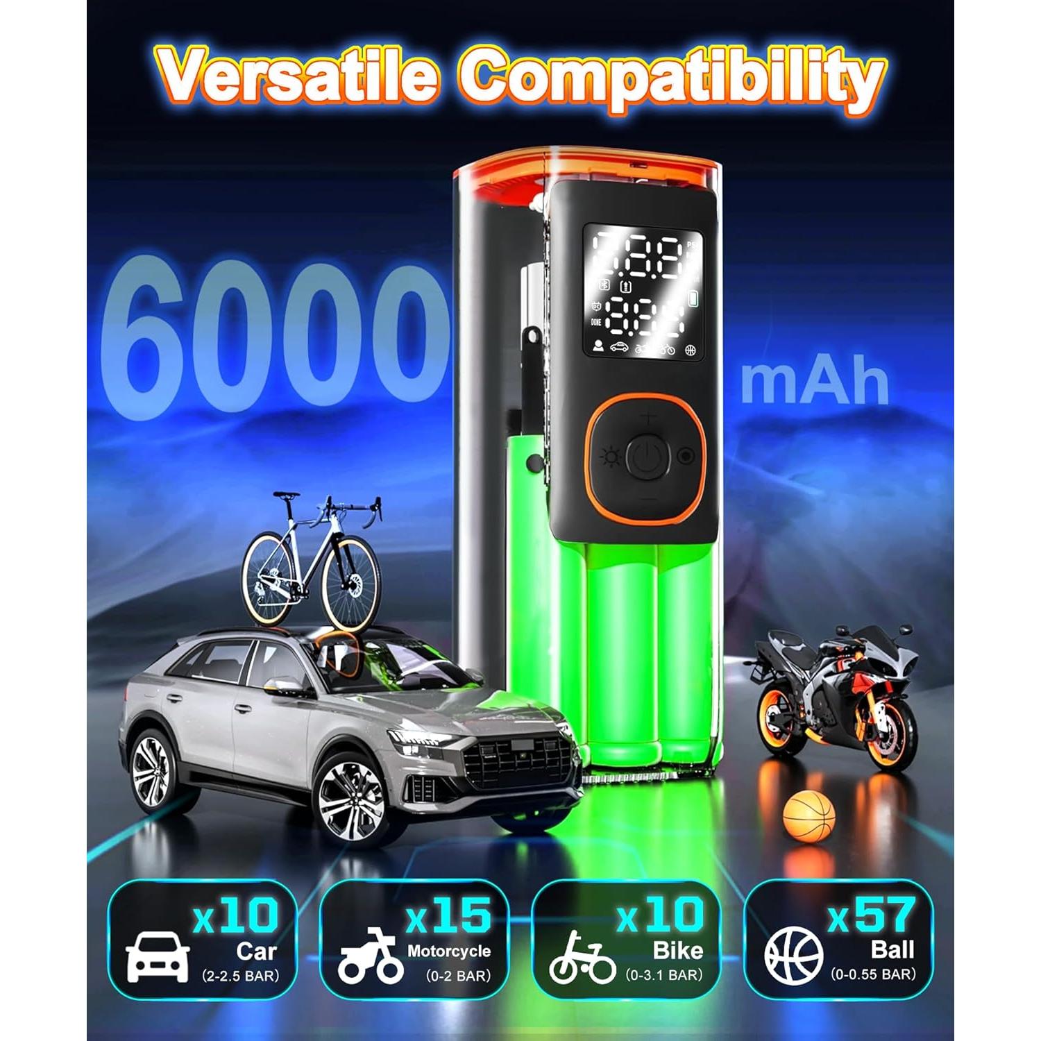 Inflador de Neumáticos Portátil iProda VP-18 160 PSI con LED