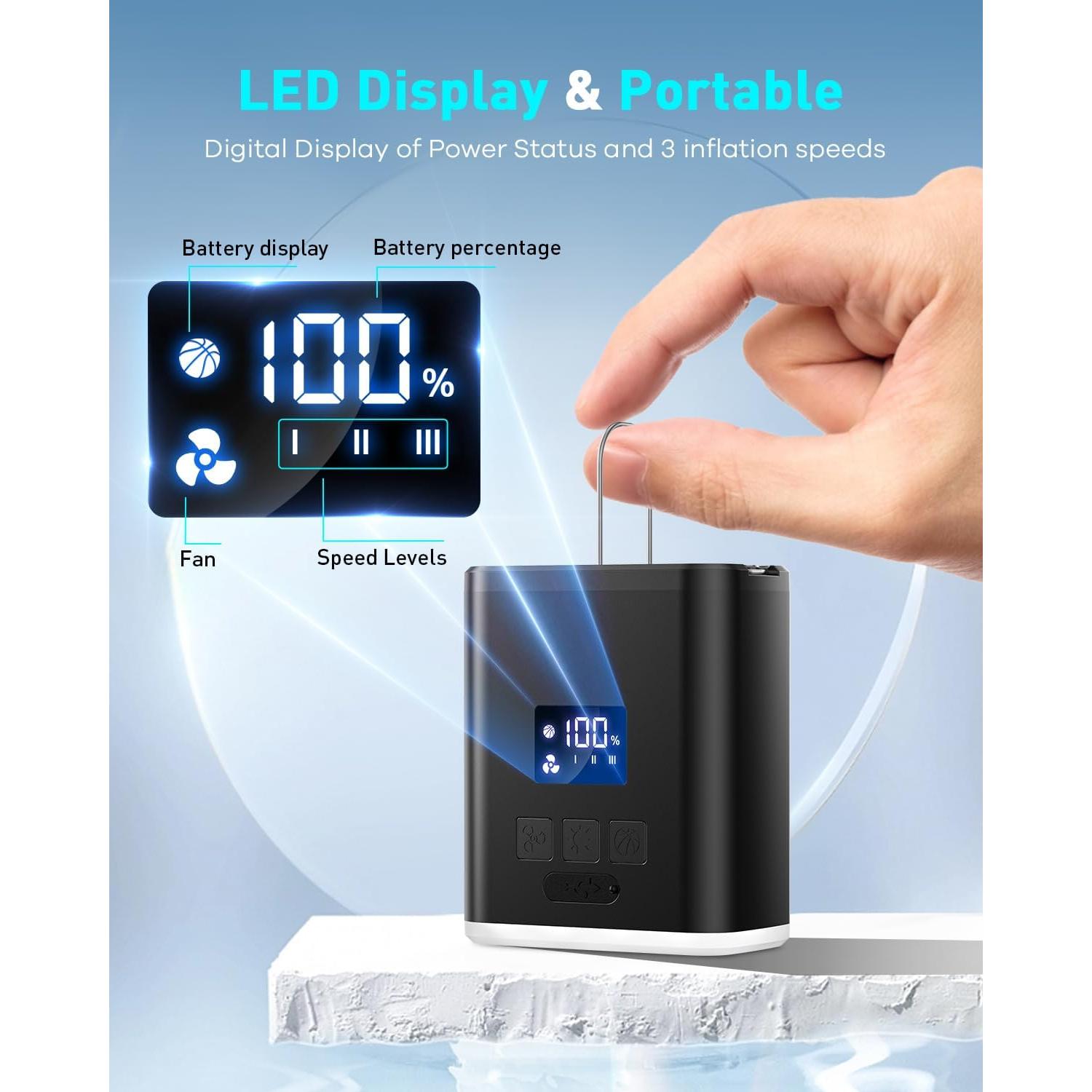 Bomba de Aire Eléctrica ZOPOM 5000mAh Portátil para Inflables