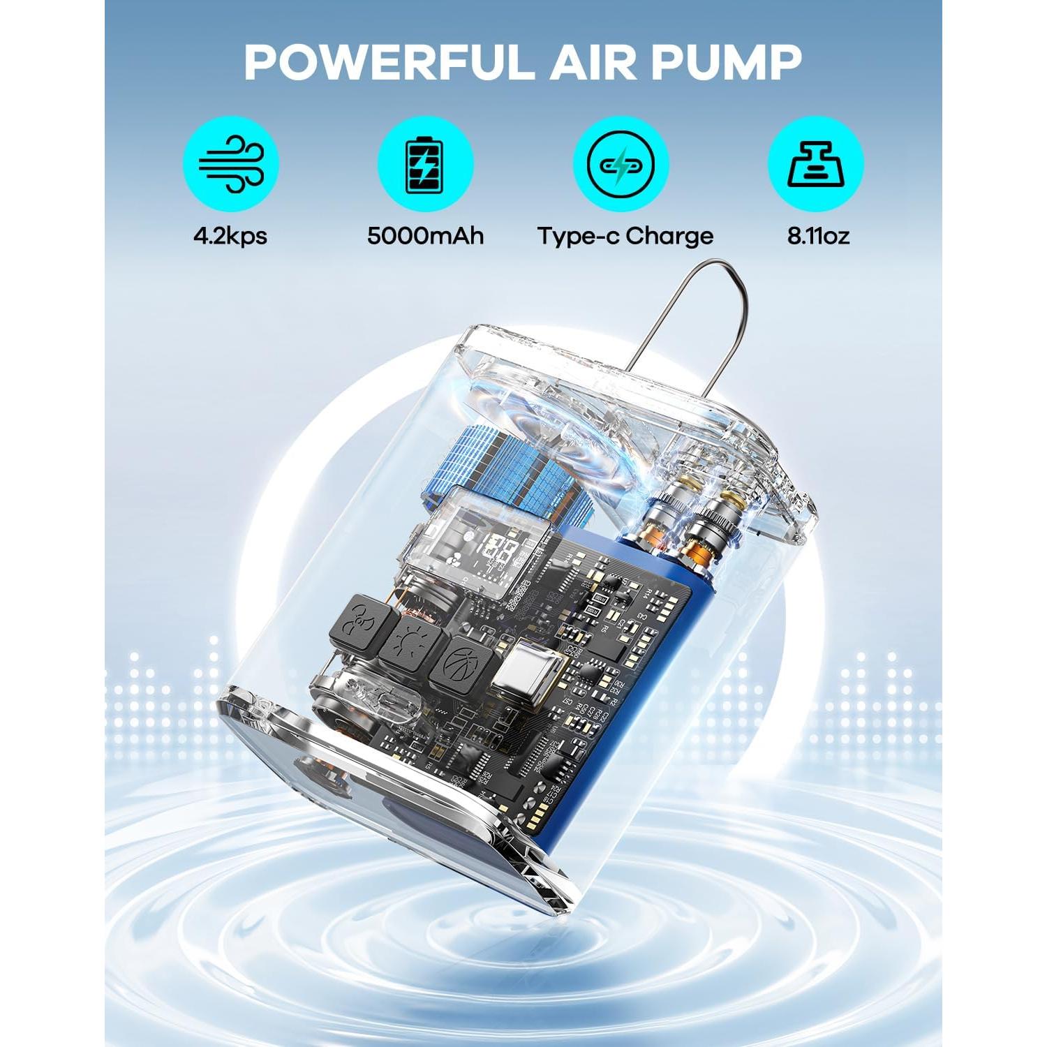 Bomba de Aire Eléctrica ZOPOM 5000mAh Portátil para Inflables