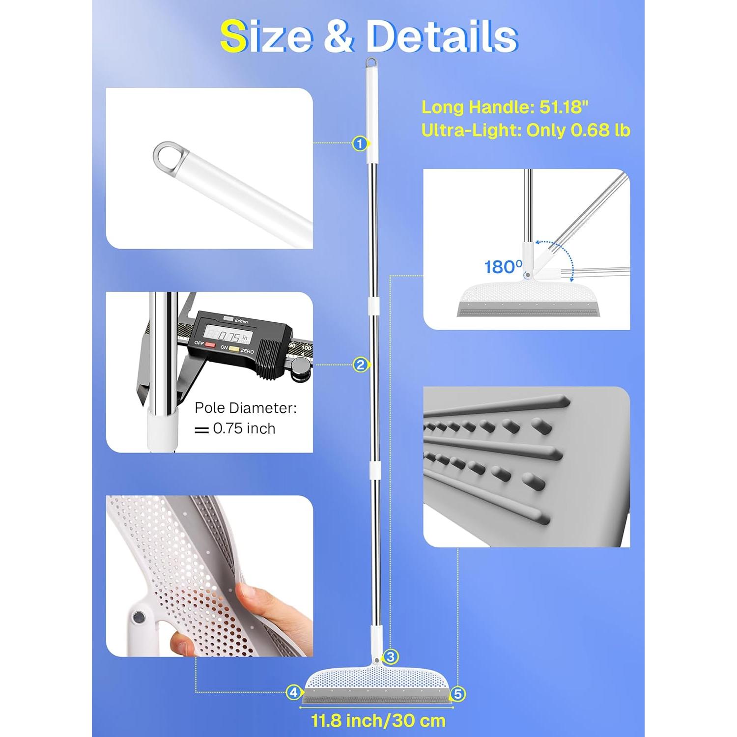 Escoba de Silicona TidyTale - Mango Ajustable para Limpieza