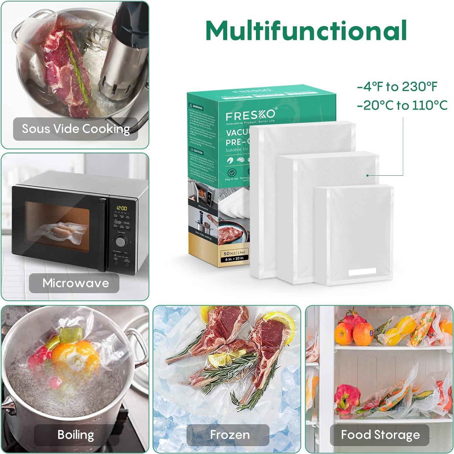 Bolsas de Sellado al Vacío FRESKO, 150 Unidades, Sin BPA