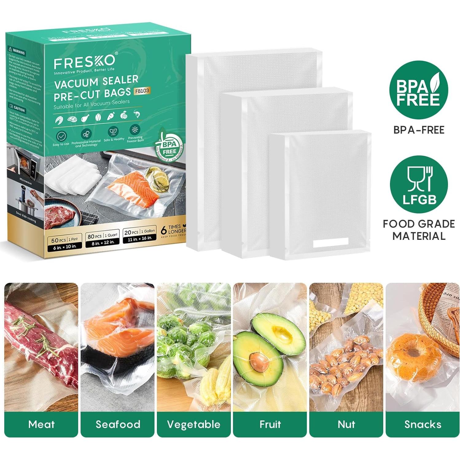 Bolsas de Sellado al Vacío FRESKO, 150 Unidades, Sin BPA