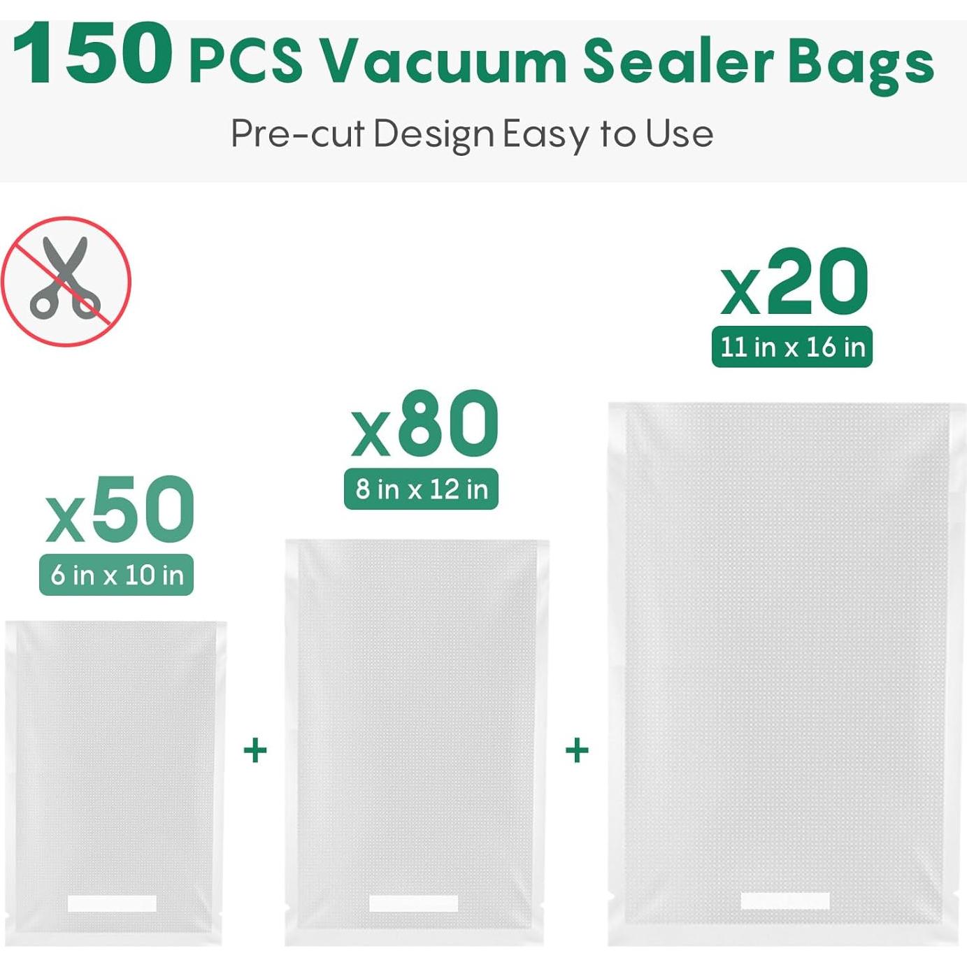 Bolsas de Sellado al Vacío FRESKO, 150 Unidades, Sin BPA