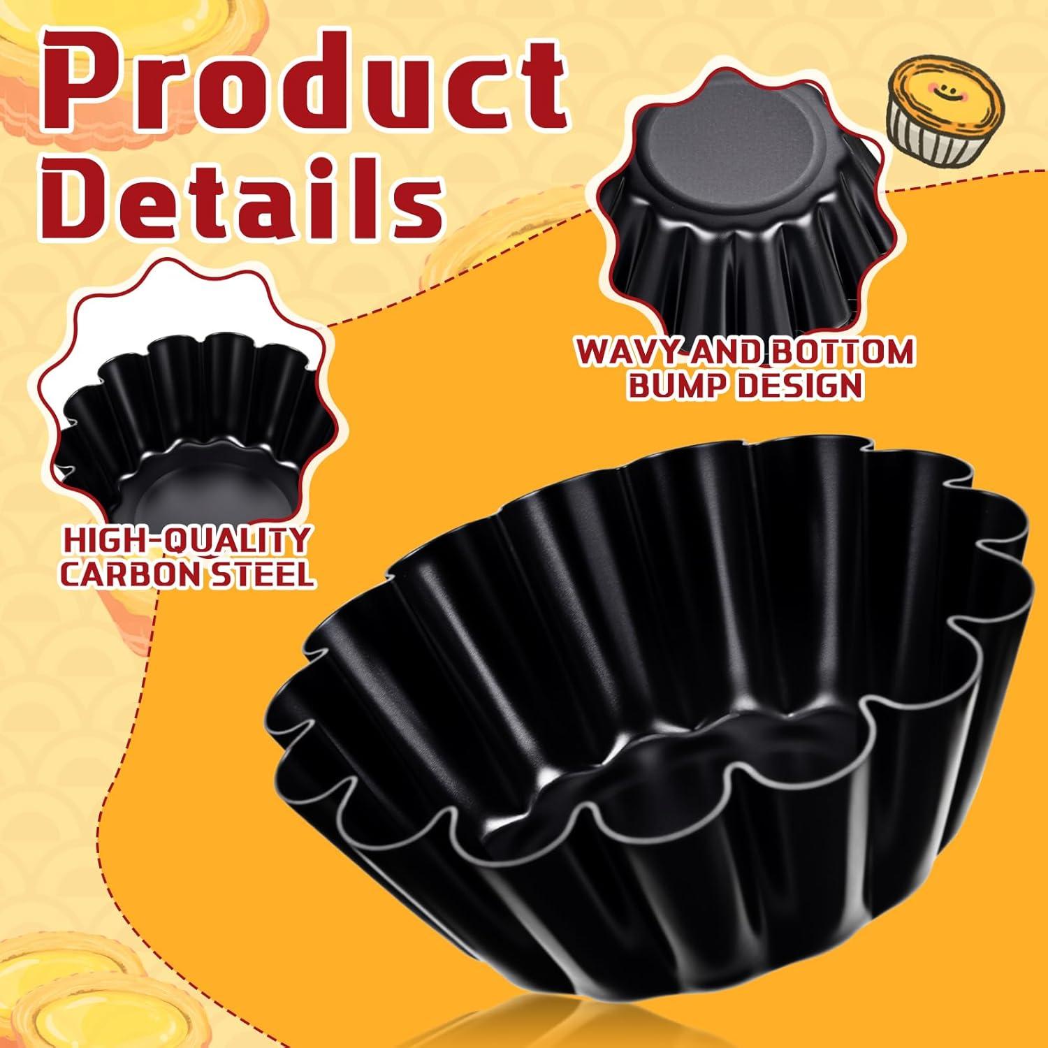 Moldes para Tartas de Huevo LemonRoad 16 Piezas 6.6 cm Acero