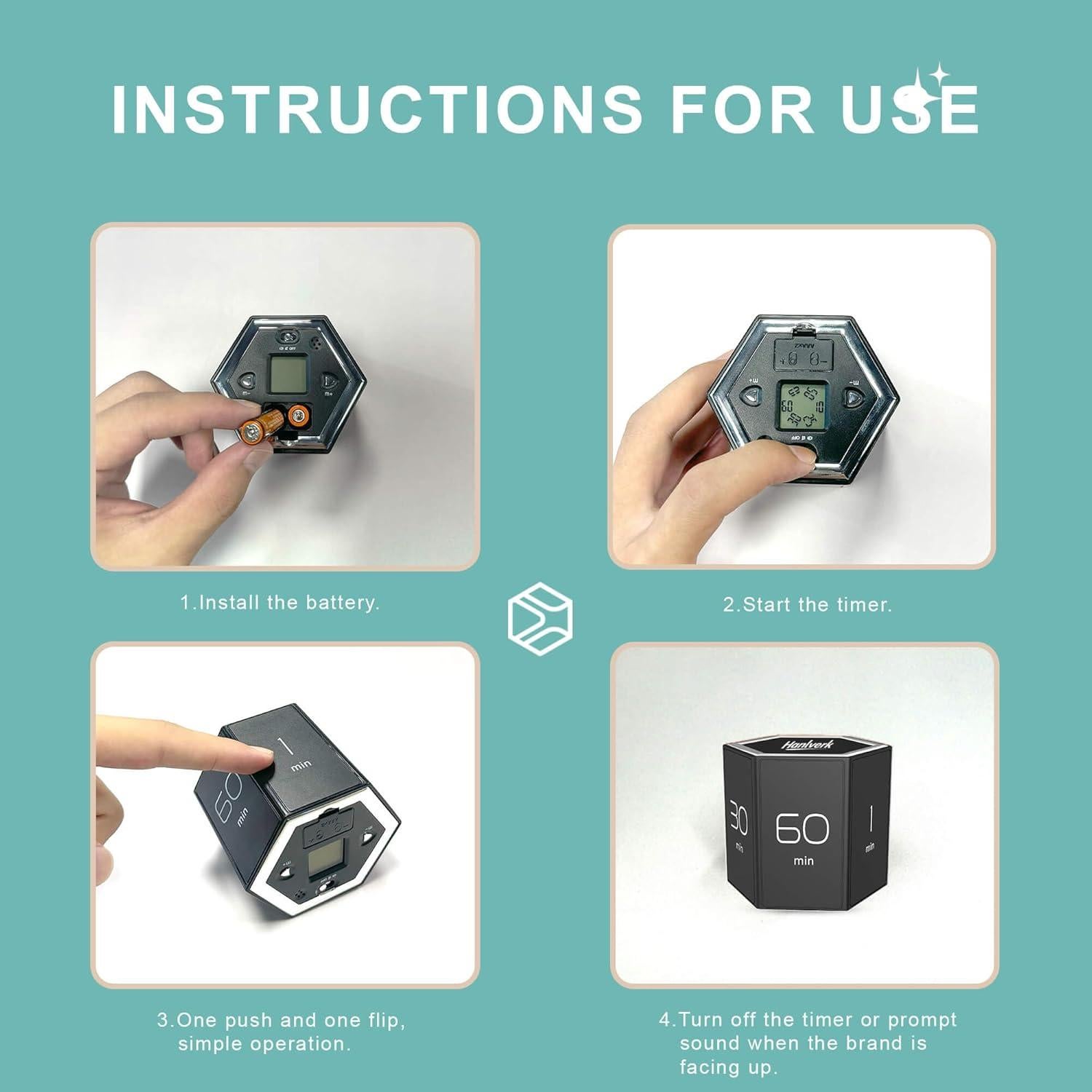 Temporizador Digital Hexagonal Hanlverk con Alarma Silenciosa