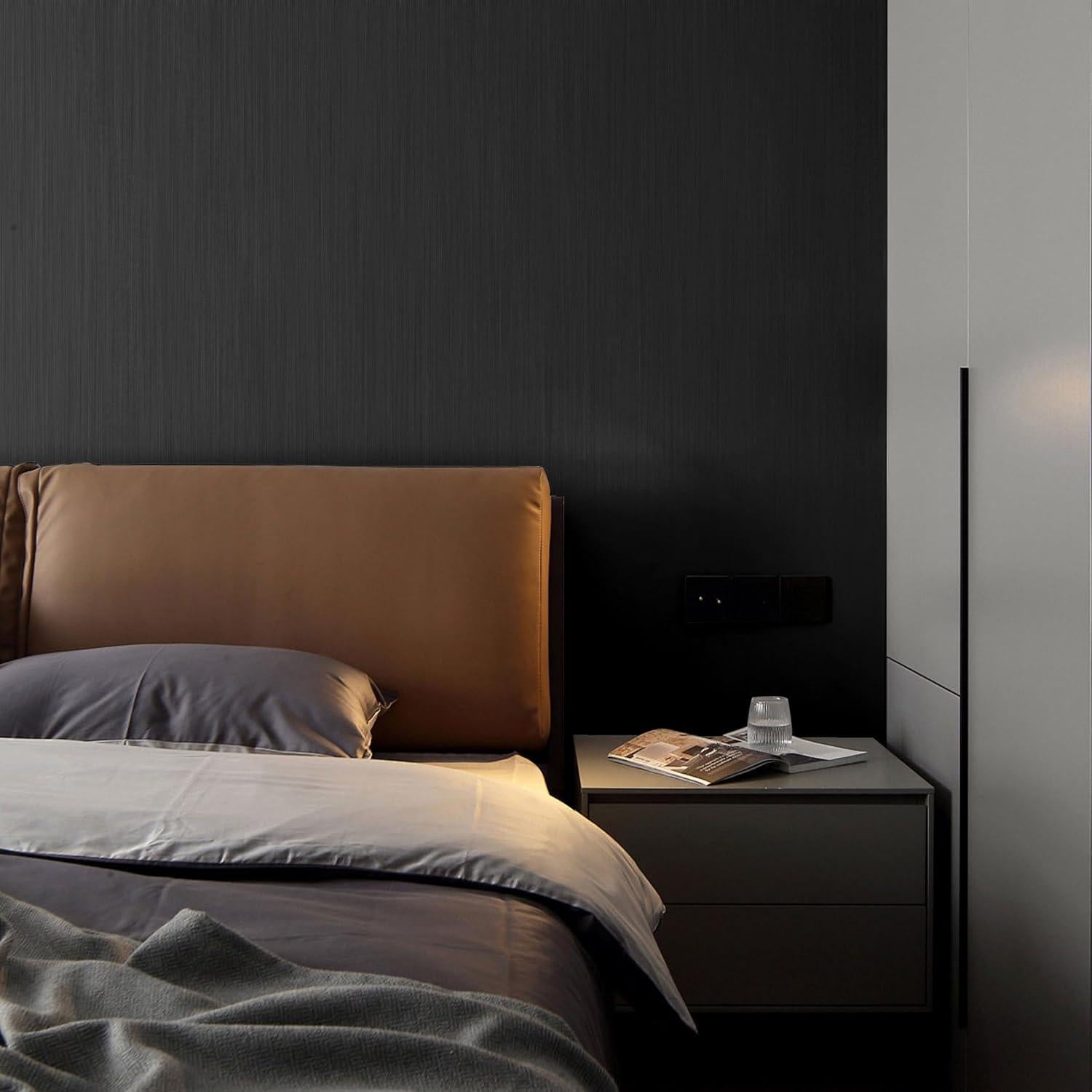 Papel Tapiz Autoadhesivo Negro LXCREAT 40cm x 10m Impermeable