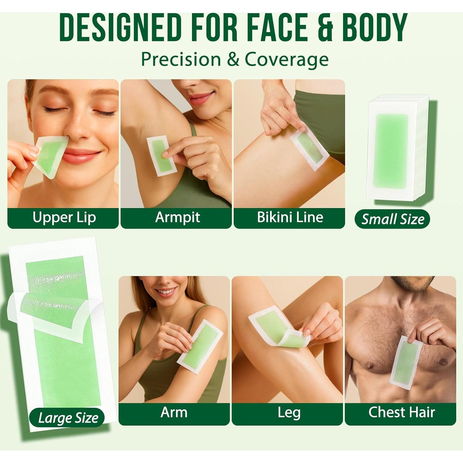 Kit de Cintas de Cera Sharmiz 60 Piezas para Depilación Facial y Corporal