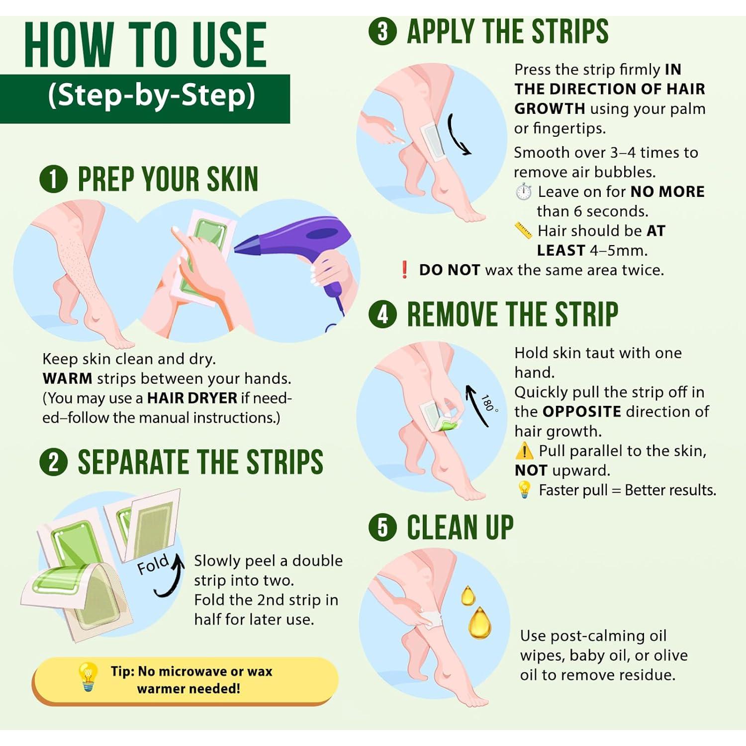 Kit de Cintas de Cera Sharmiz 60 Piezas para Depilación Facial y Corporal