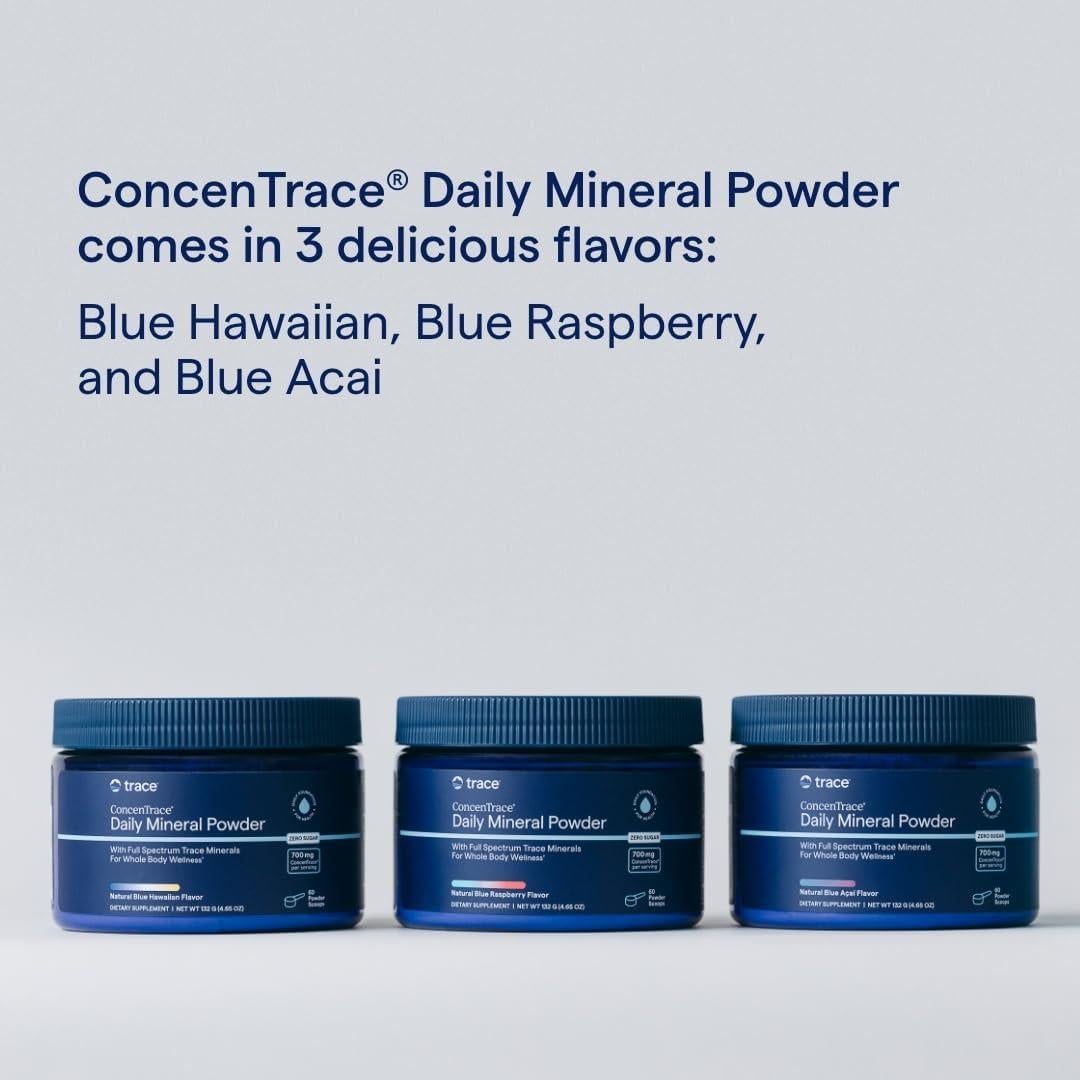 Trace Minerals ConcenTrace Polvo Mineral Diario 60 Porciones 700mg Acai Azul