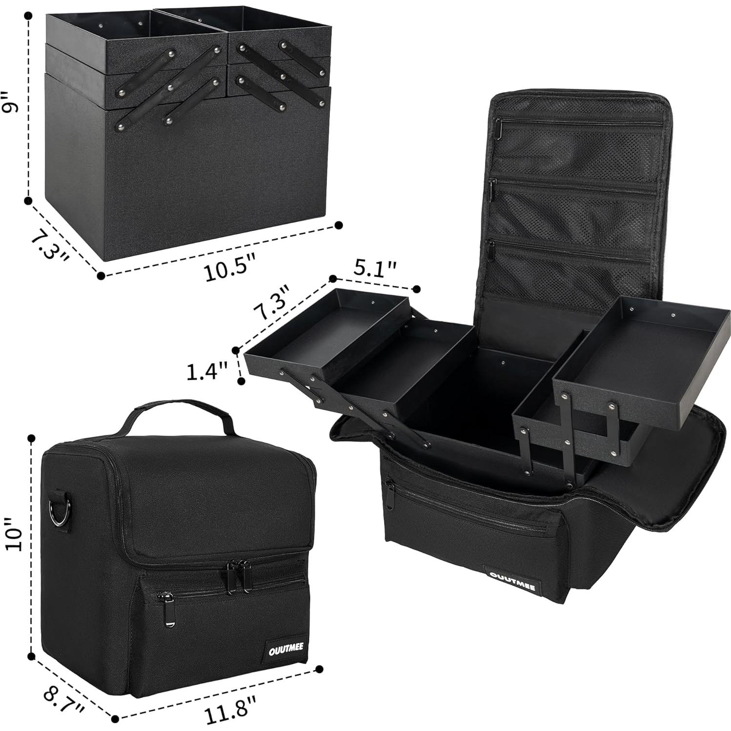 Estuche de Viaje para Maquillaje OUUTMEE Negro 4 Niveles 30x22x25.4cm