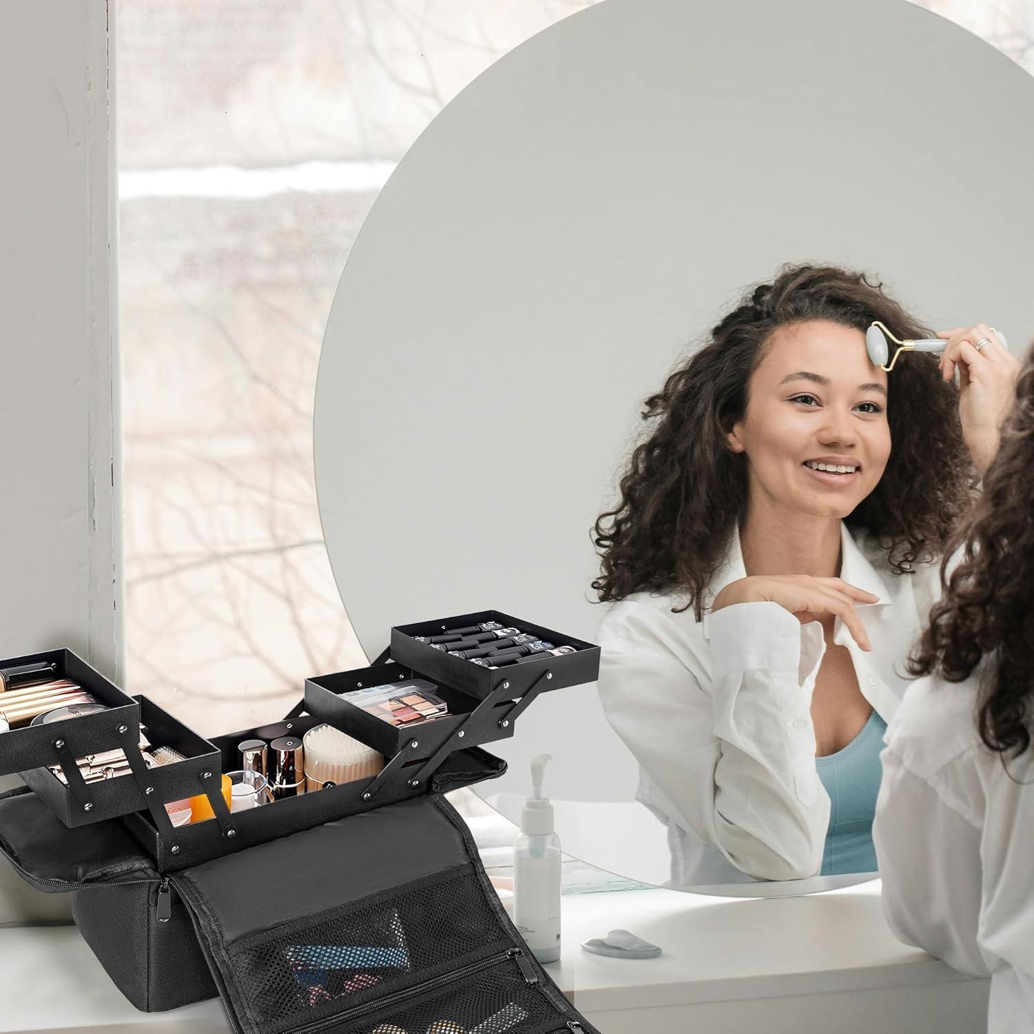 Estuche de Viaje para Maquillaje OUUTMEE Negro 4 Niveles 30x22x25.4cm