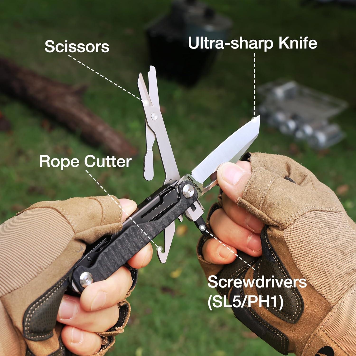 Cuchillo Multiherramienta Mossy Oak 12 en 1 con Mango G10