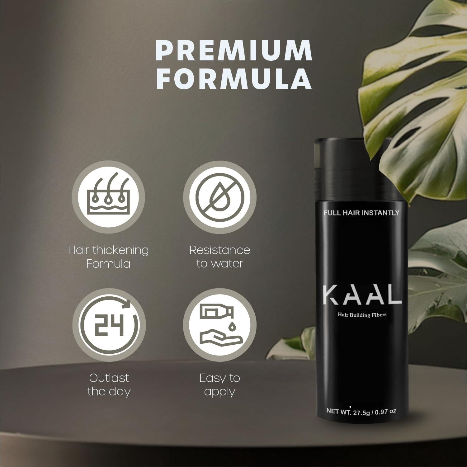 KAAL Polvo de Fibra para Cabello Castaño 27.5g - Efecto Instantáneo