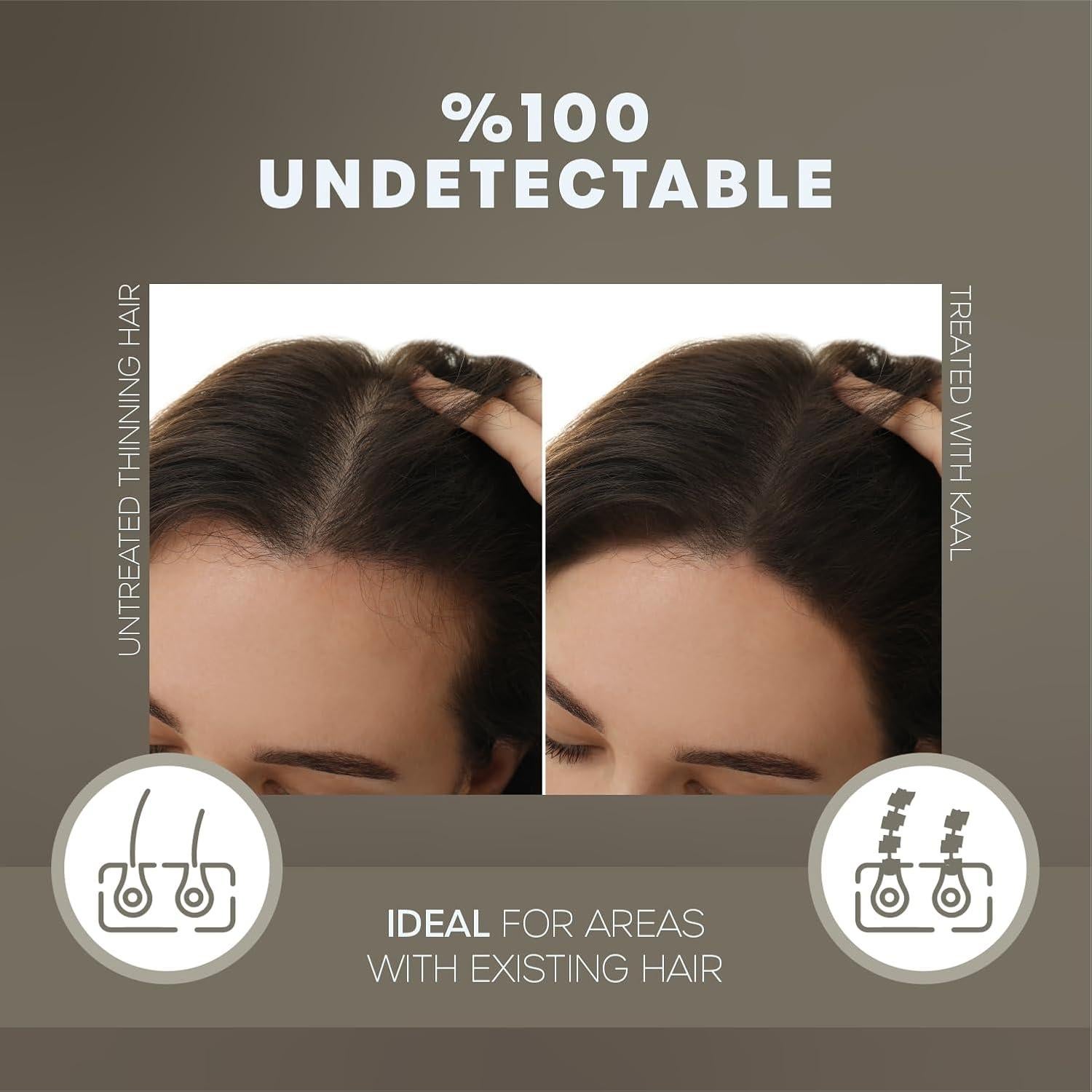 KAAL Polvo de Fibra para Cabello Castaño 27.5g - Efecto Instantáneo