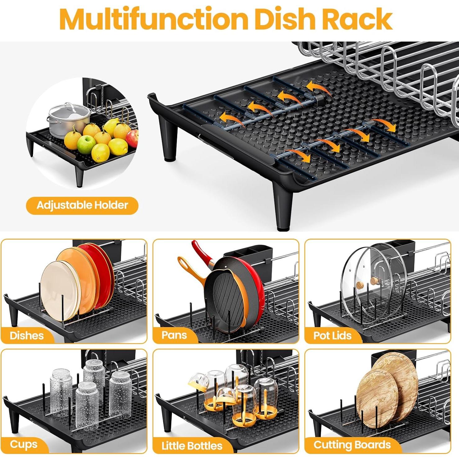 Estante Expandible para Platos TOOLF de Acero Inoxidable Negro