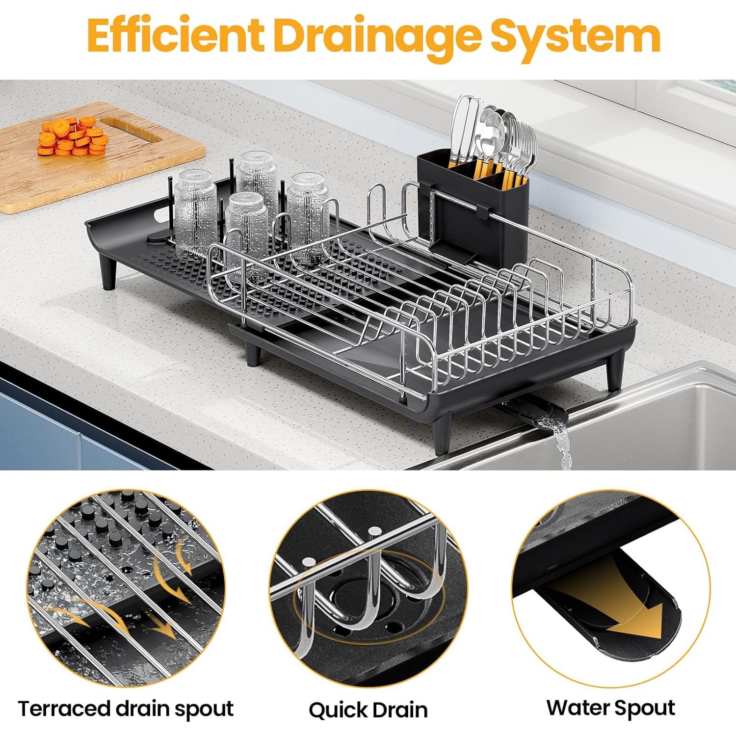 Estante Expandible para Platos TOOLF de Acero Inoxidable Negro