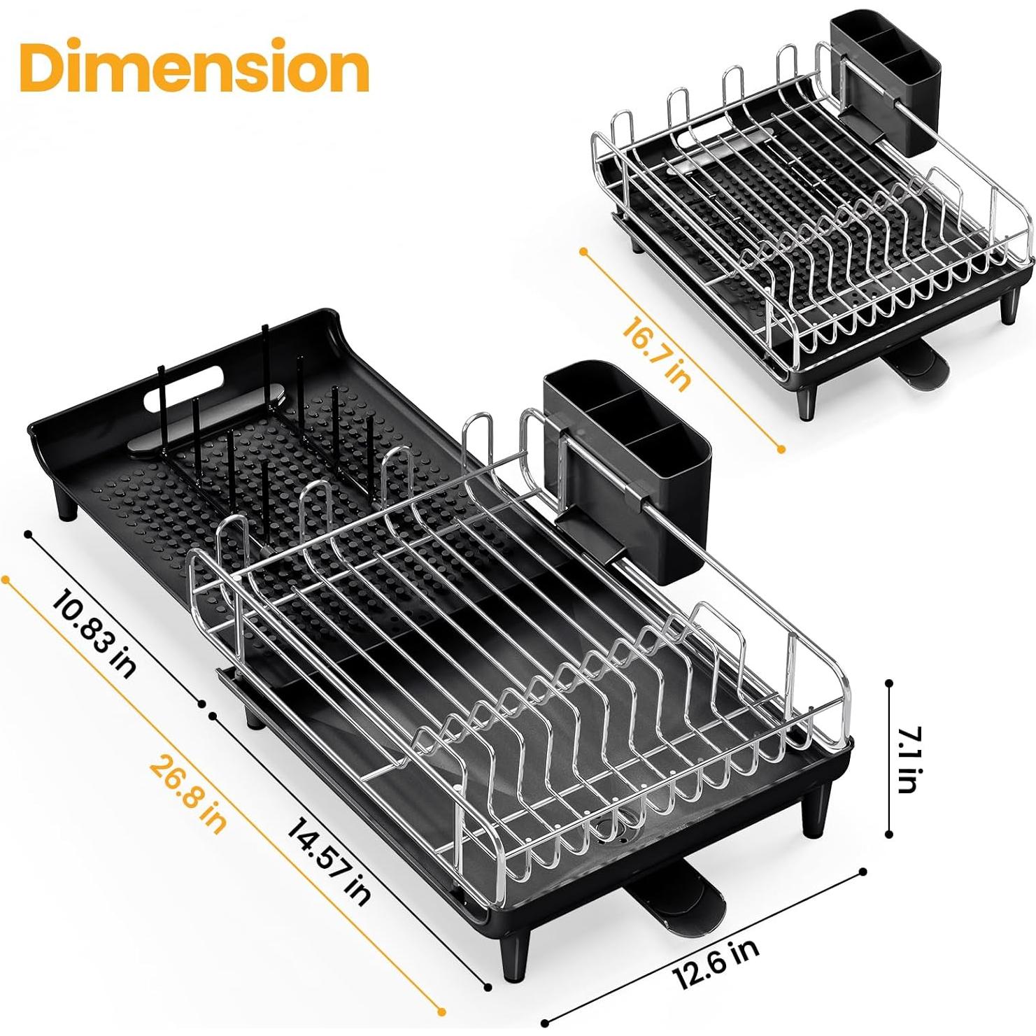 Estante Expandible para Platos TOOLF de Acero Inoxidable Negro