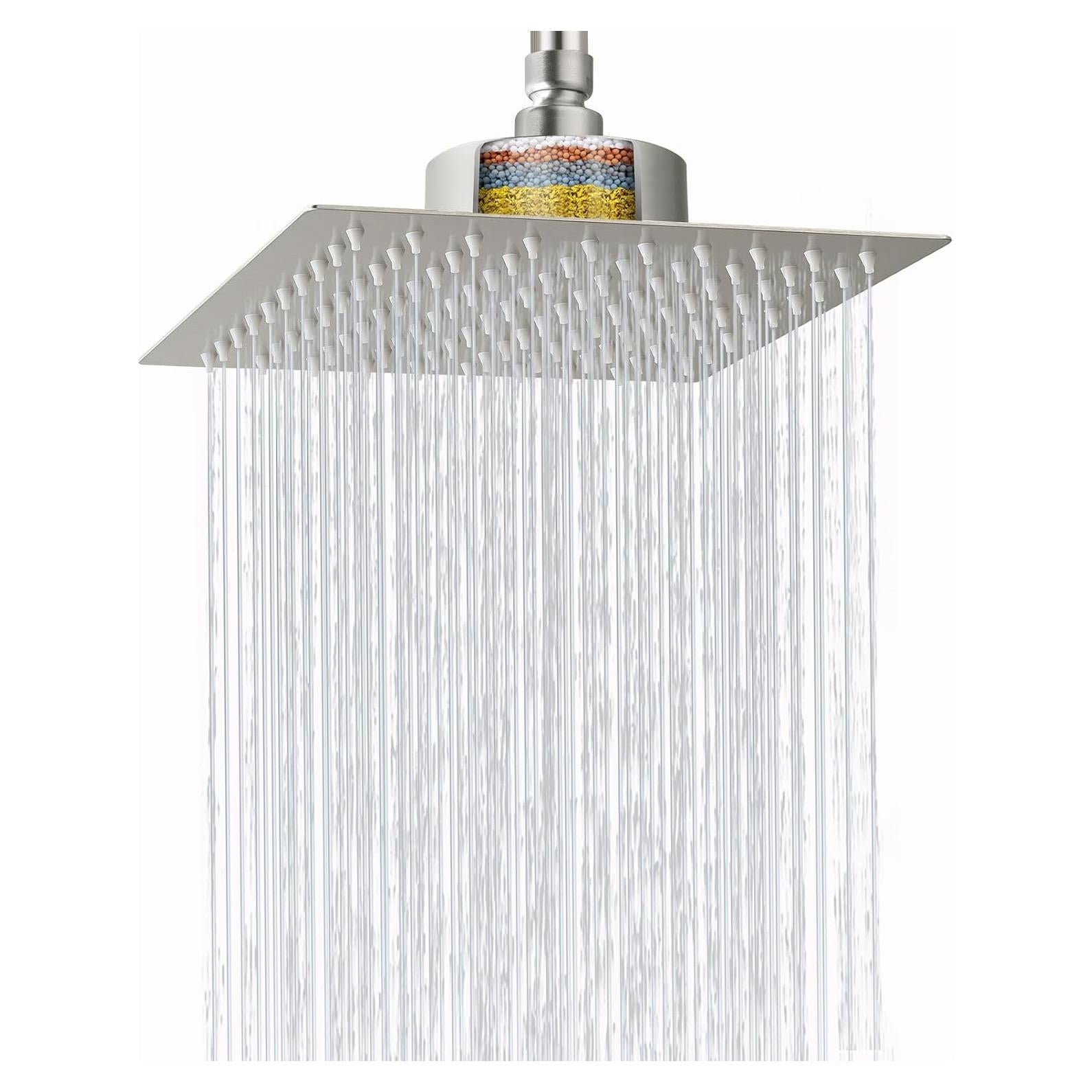 Cabezal de Ducha de Lluvia Alta Presión Nuodan 20 cm Níquel Cepillado