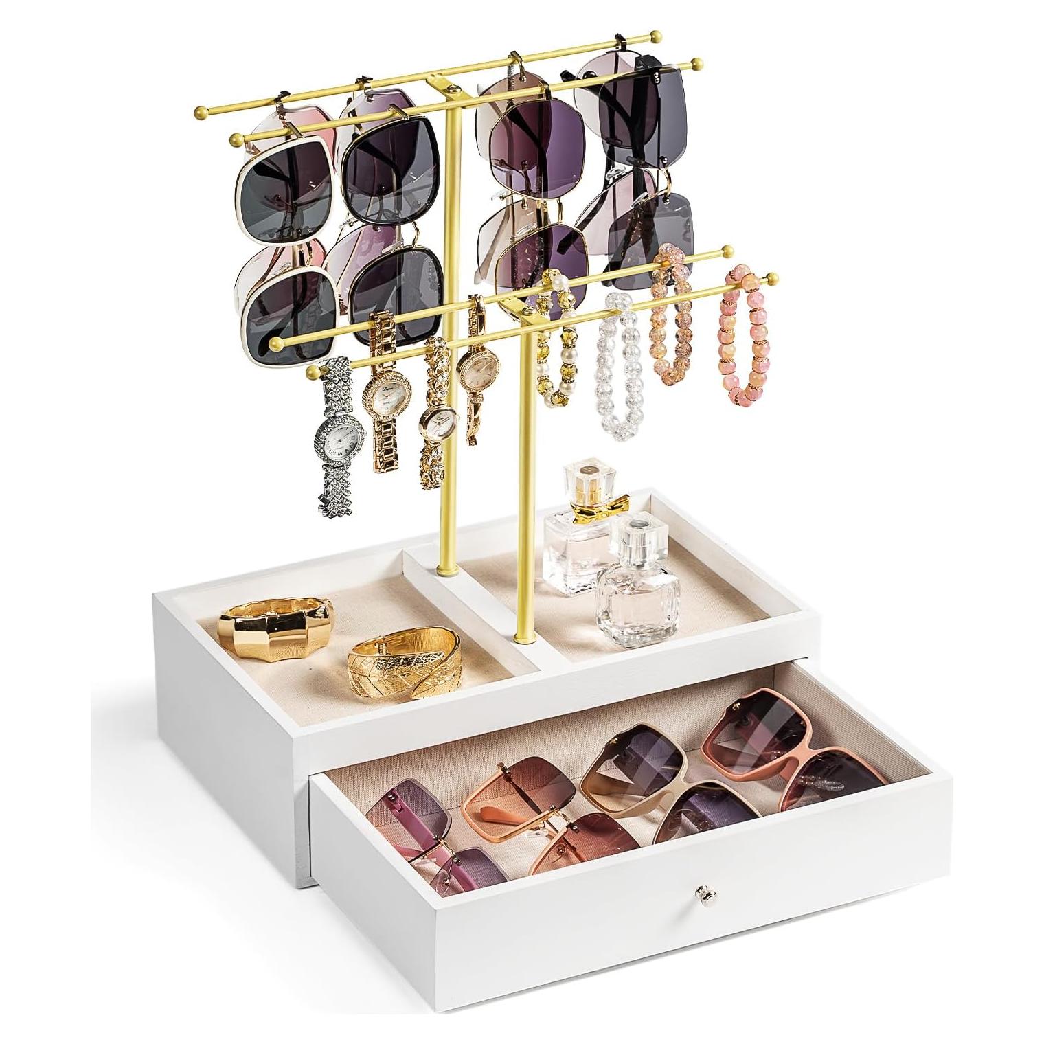 Organizador de Gafas de Sol Emfogo con Cajón de Madera 20 Pares