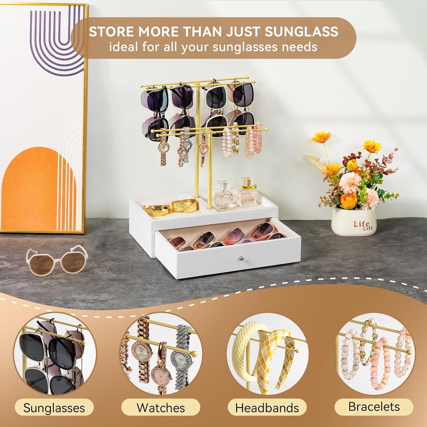 Organizador de Gafas de Sol Emfogo con Cajón de Madera 20 Pares