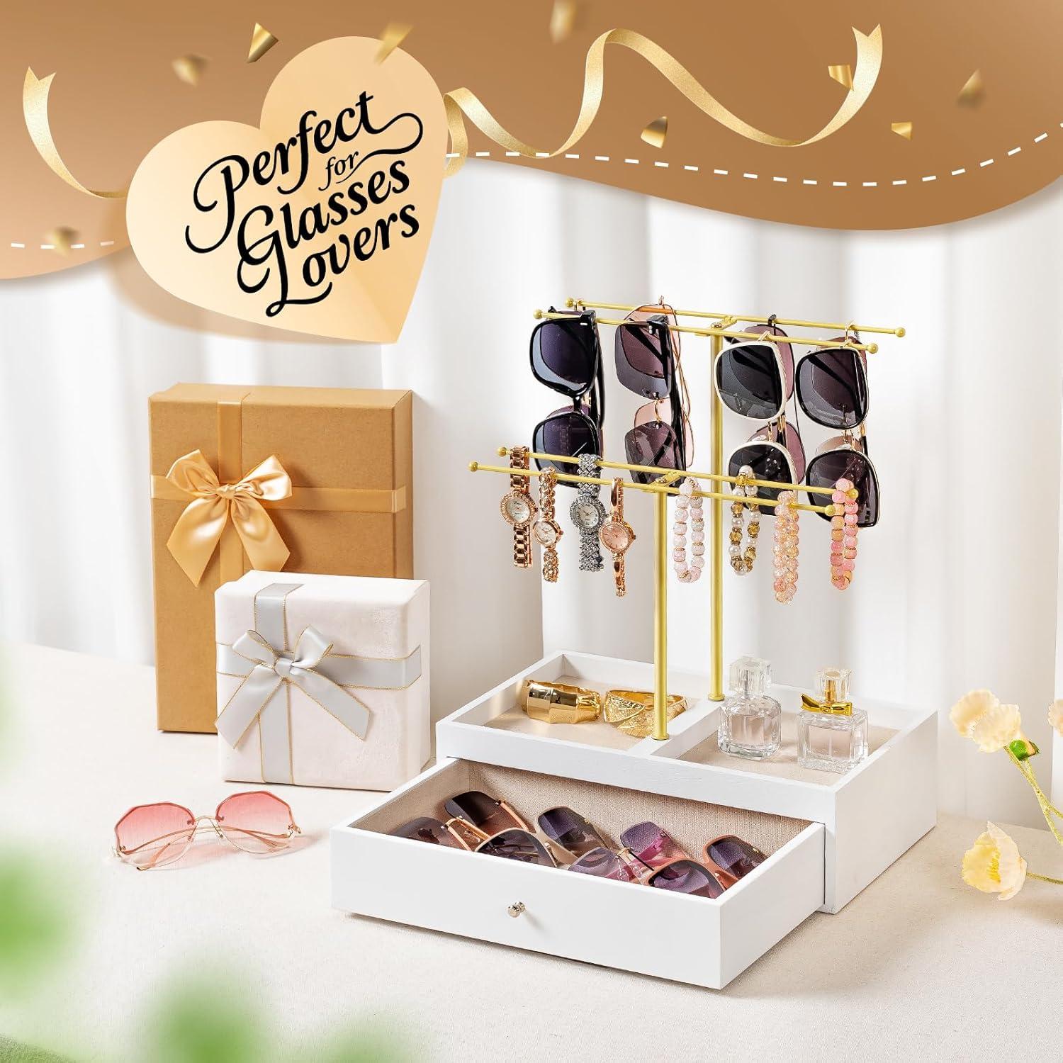 Organizador de Gafas de Sol Emfogo con Cajón de Madera 20 Pares