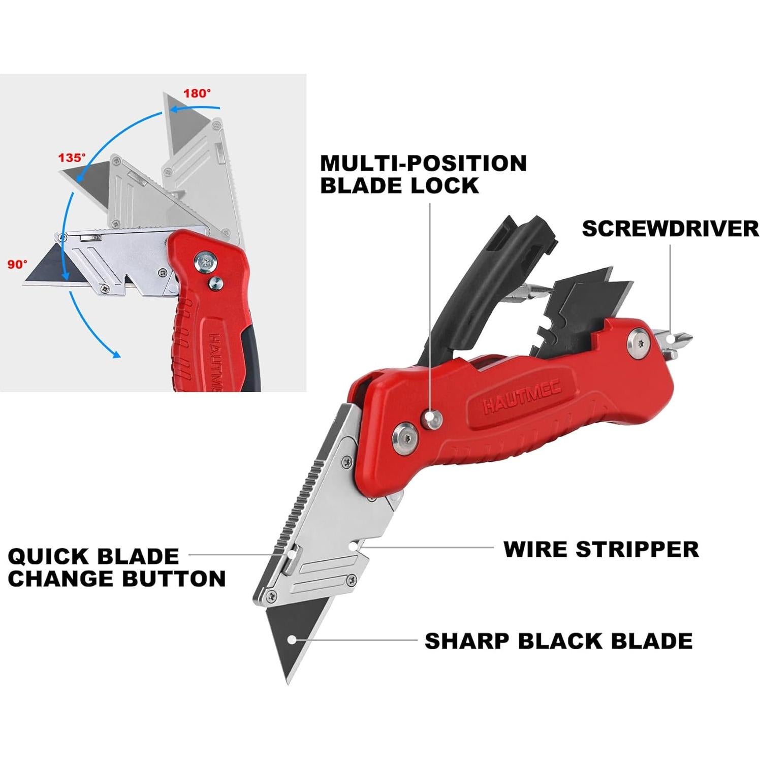 Cuchillo Utility Plegable HAUTMEC HT0294 Multiherramienta 4 en 1