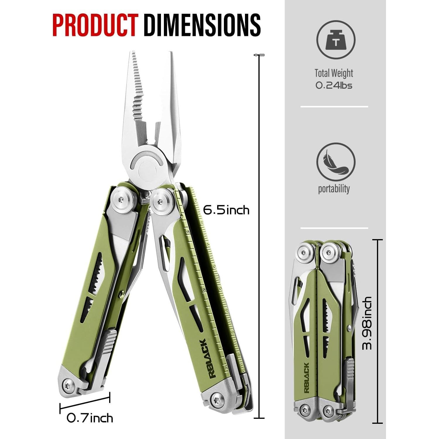 Multiherramienta RBLACK 21 en 1 Acero Inoxidable Verde Oliva