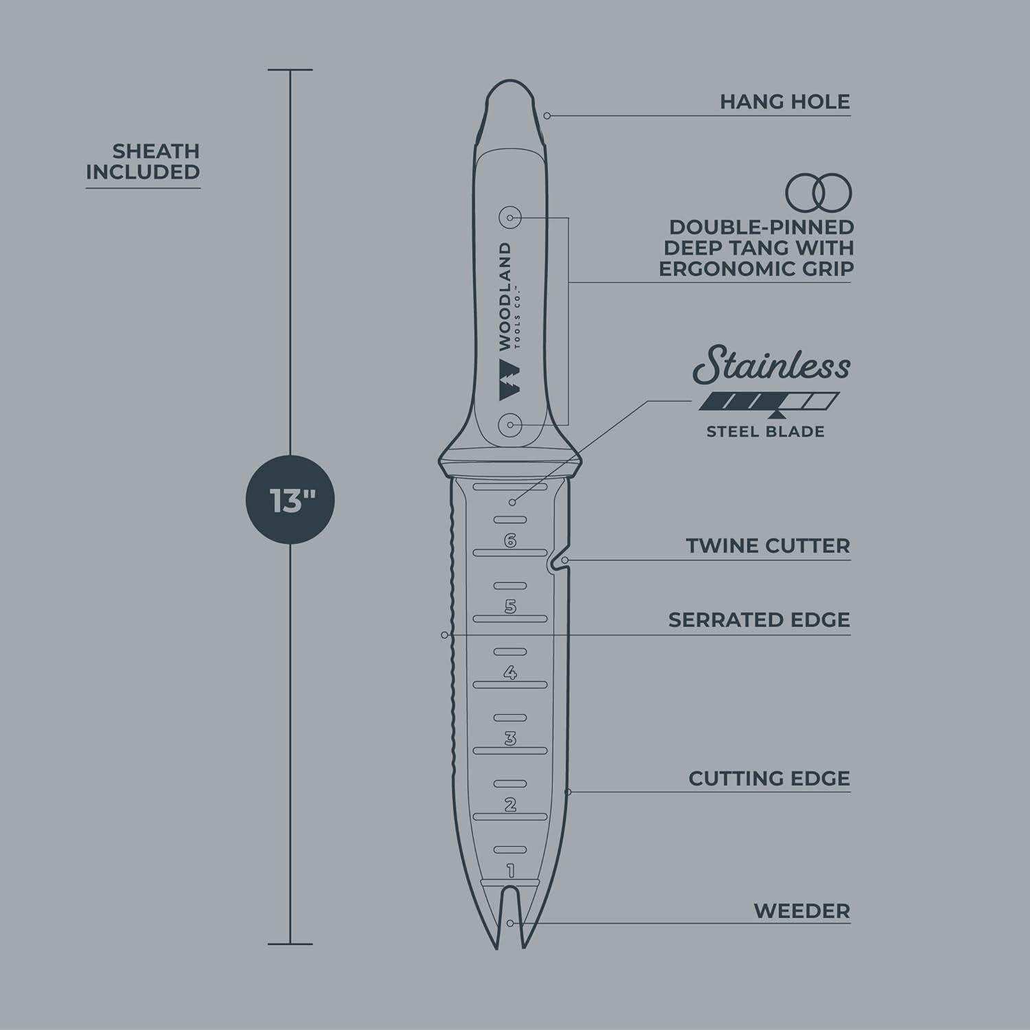 Cuchillo de Jardín Hori Hori Woodland 25.4 cm Acero Inoxidable