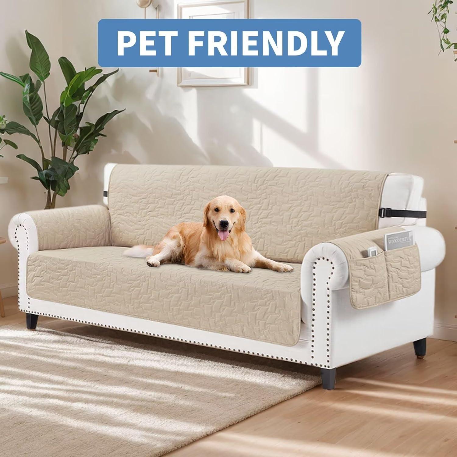 Cubierta de Sofá Acolchada CUCRAF Beige Antideslizante 1 Cojín