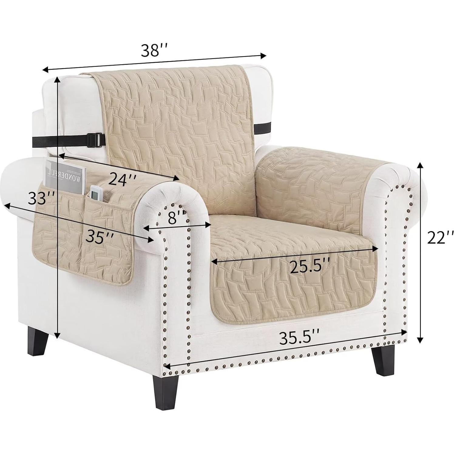 Cubierta de Sofá Acolchada CUCRAF Beige Antideslizante 1 Cojín