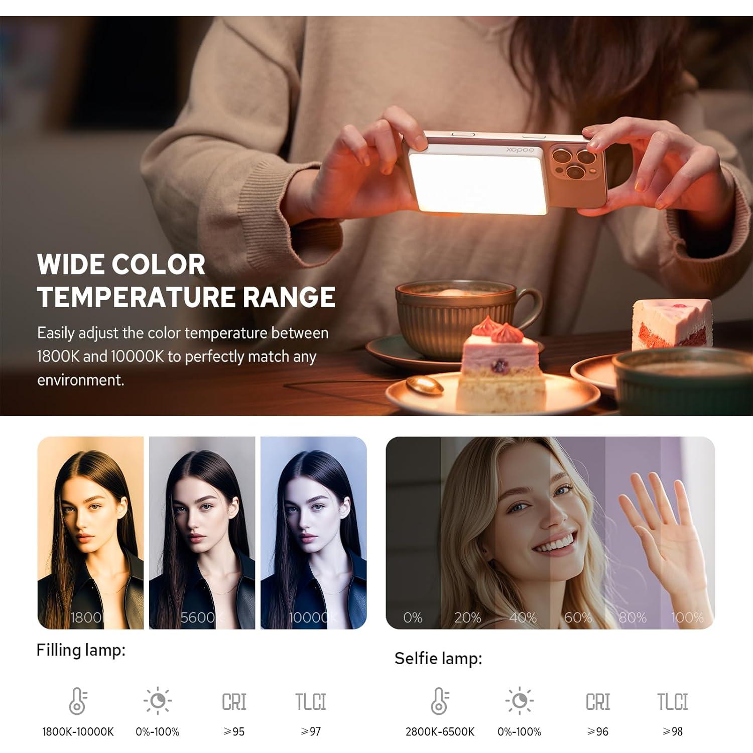 Godox MA5R Luz LED RGB Portátil para iPhone, 1800-10000K