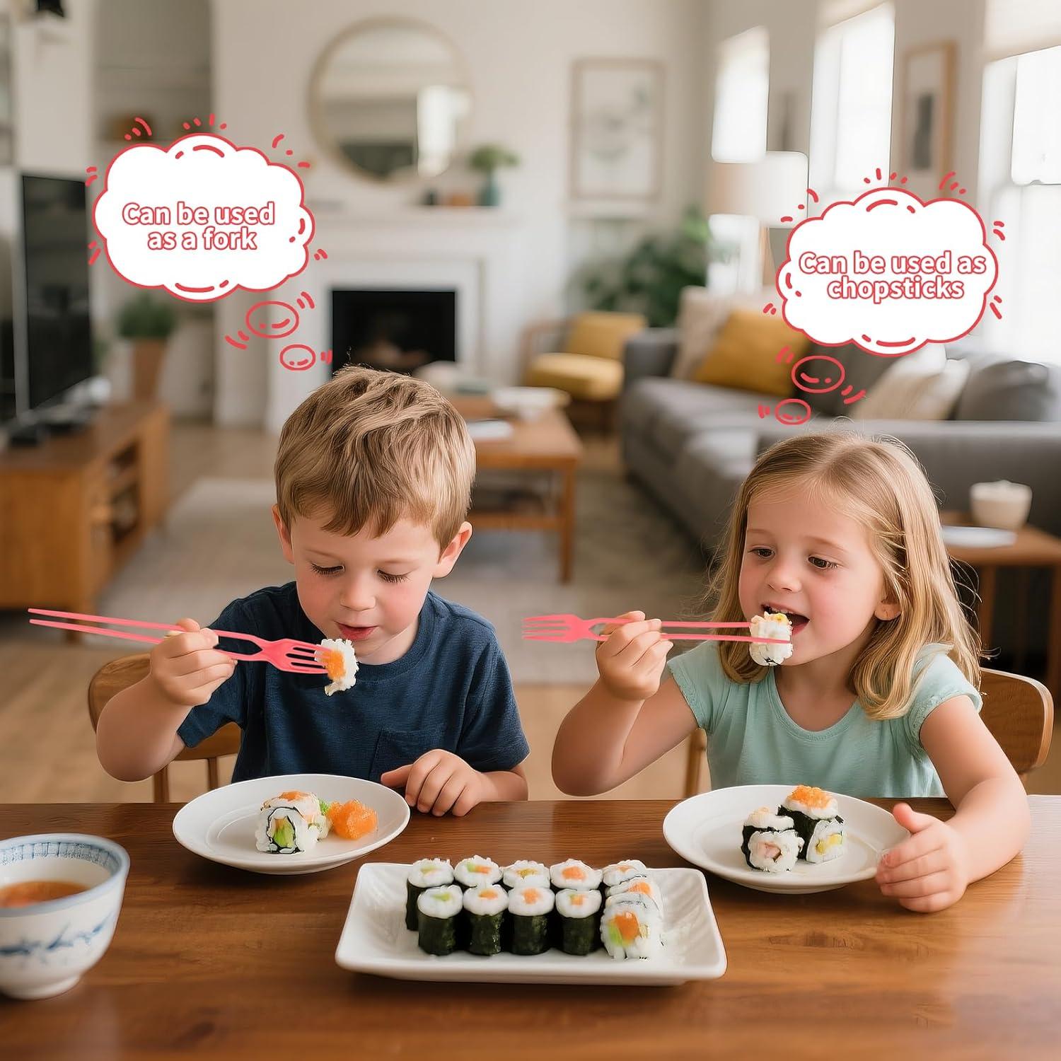 Combo de Palillos y Tenedor RRISETAG 20 Piezas 2-en-1 Rojo