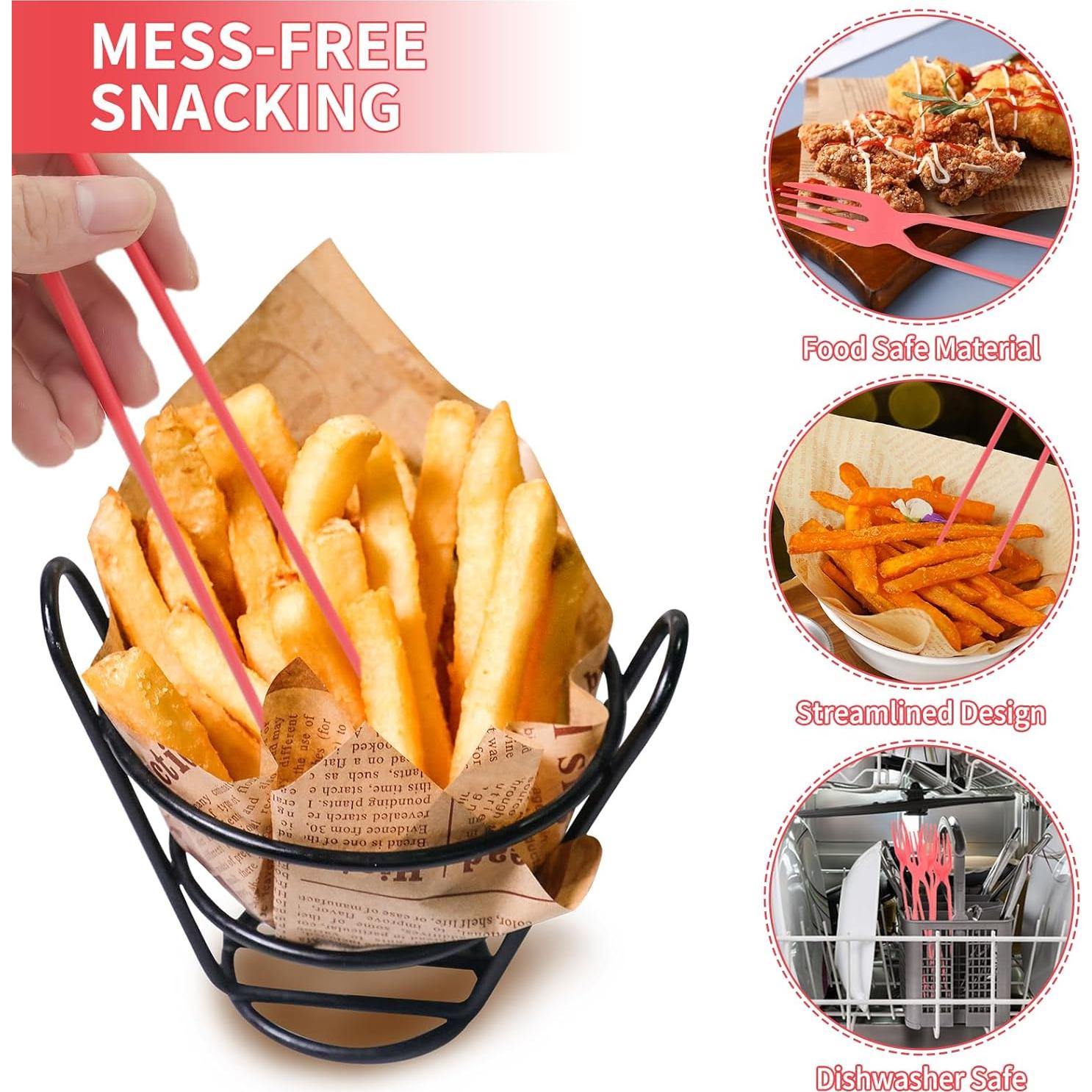 Combo de Palillos y Tenedor RRISETAG 20 Piezas 2-en-1 Rojo