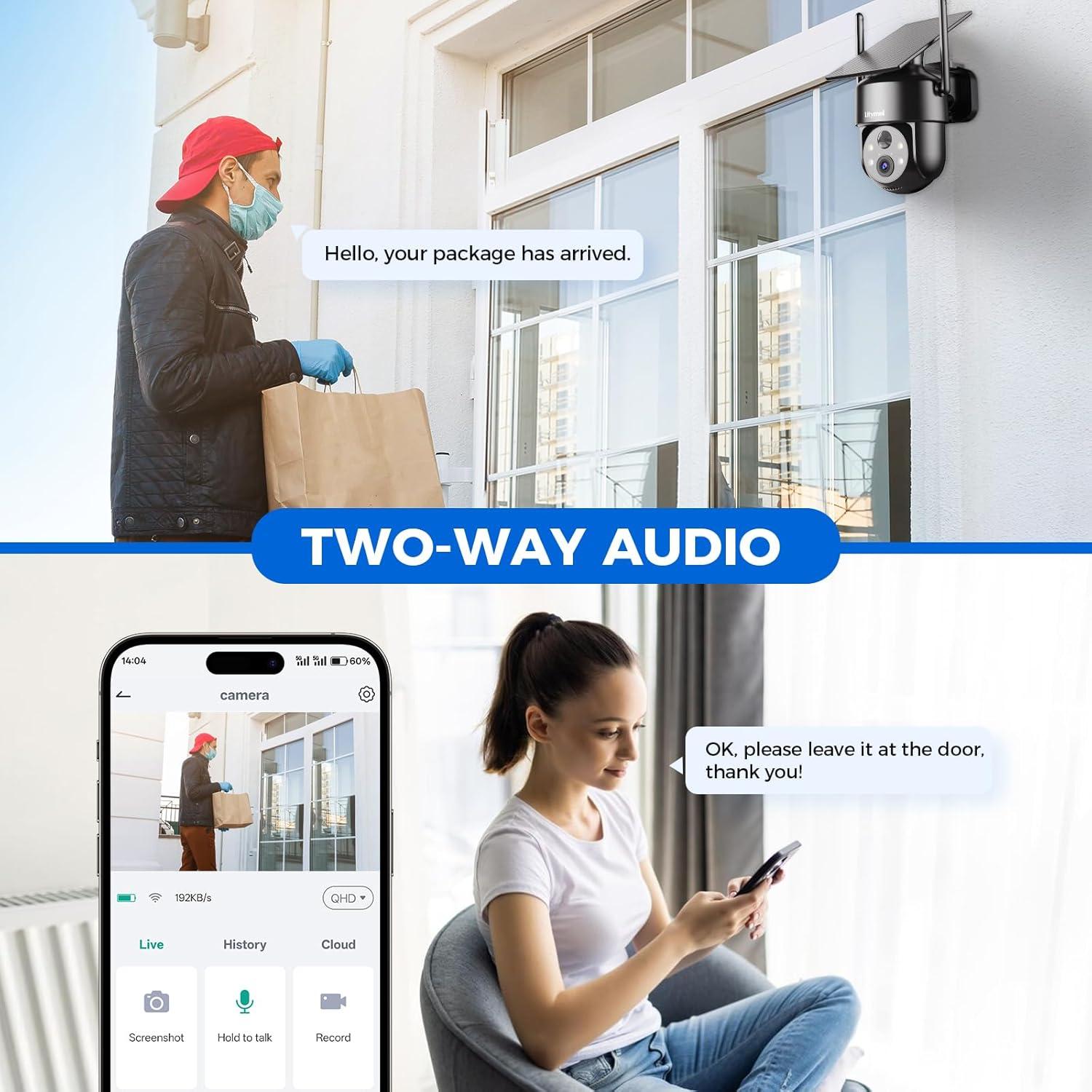 Cámara de Seguridad Solar Inalámbrica Litymol 2K con Visión Nocturna