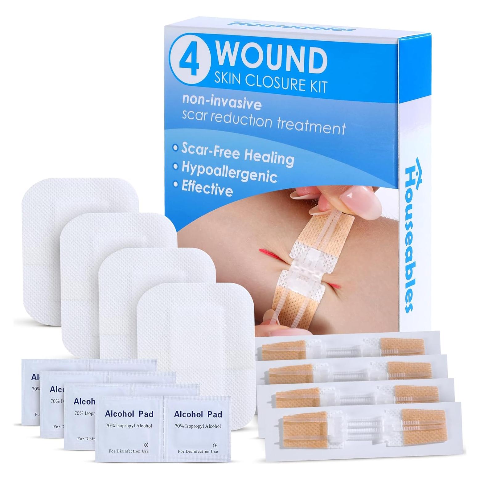 Tiras de Cierre de Heridas Houseables, Kit de 4 Unidades